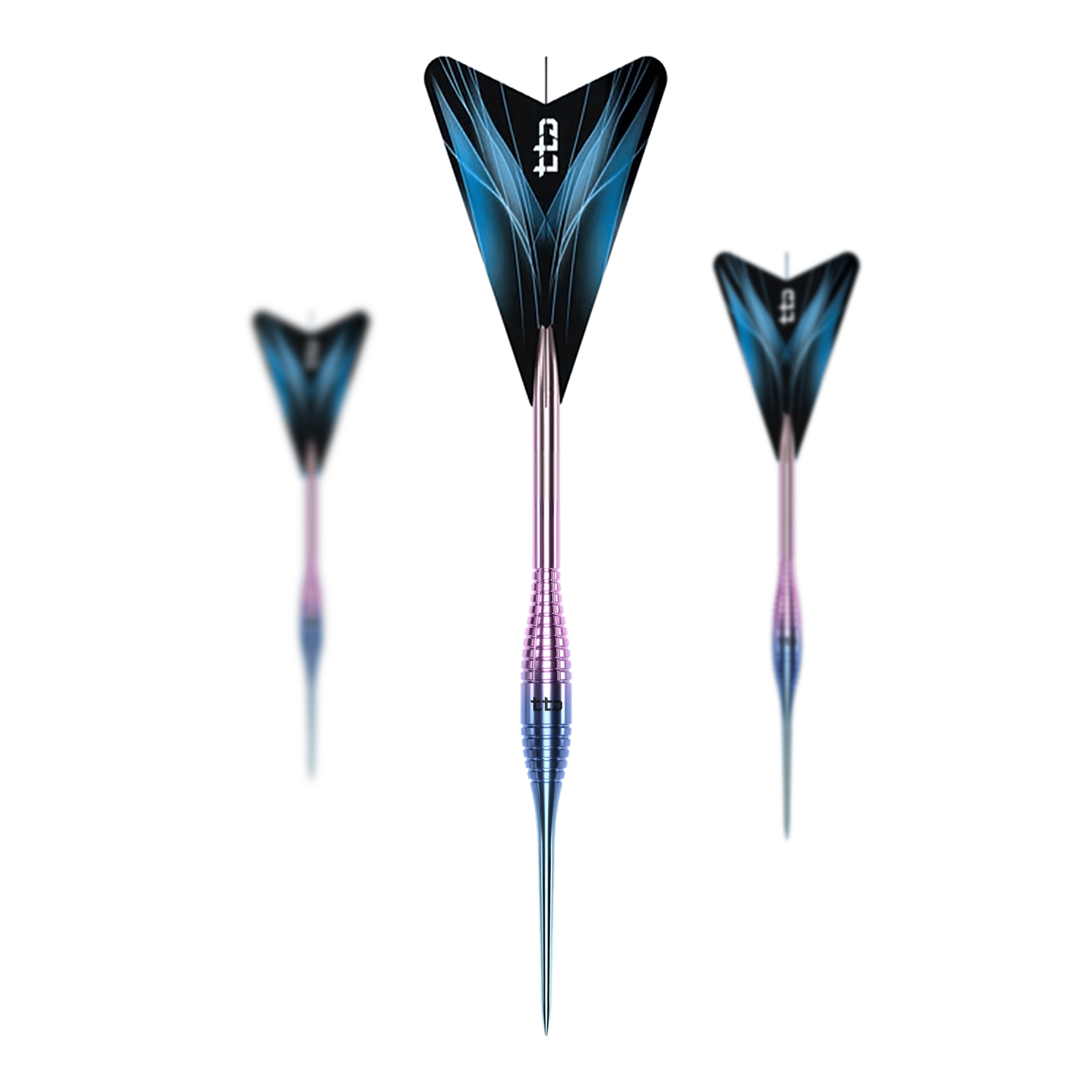 Caliburn TTD Complete Titanium T2 Rainbow Steeldarts - 6 g Abgebildet ist ein Set der Caliburn TTD Complete Titanium T2 Rainbow Steeldarts - 6g. Das Set enthält hochwertige Steeldarts in Regenbogenoptik.