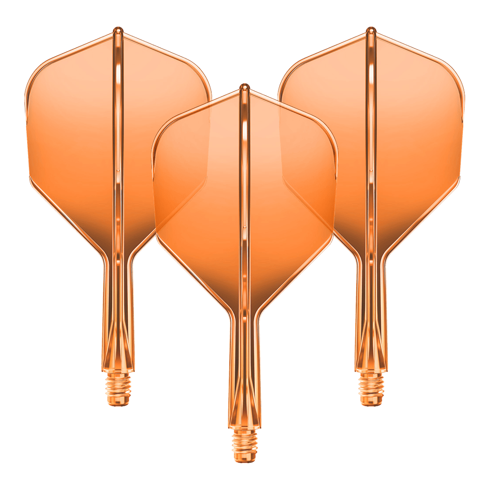 Système d'arbre de vol GOAT A1R n° 6 - Orange fluo Gezeigt wird ein Flight-Shaft-System für Darts in Neonorange mit einer Länge von 19mm. Das Set gehört vermutlich zur GOAT A1R No6 Serie.