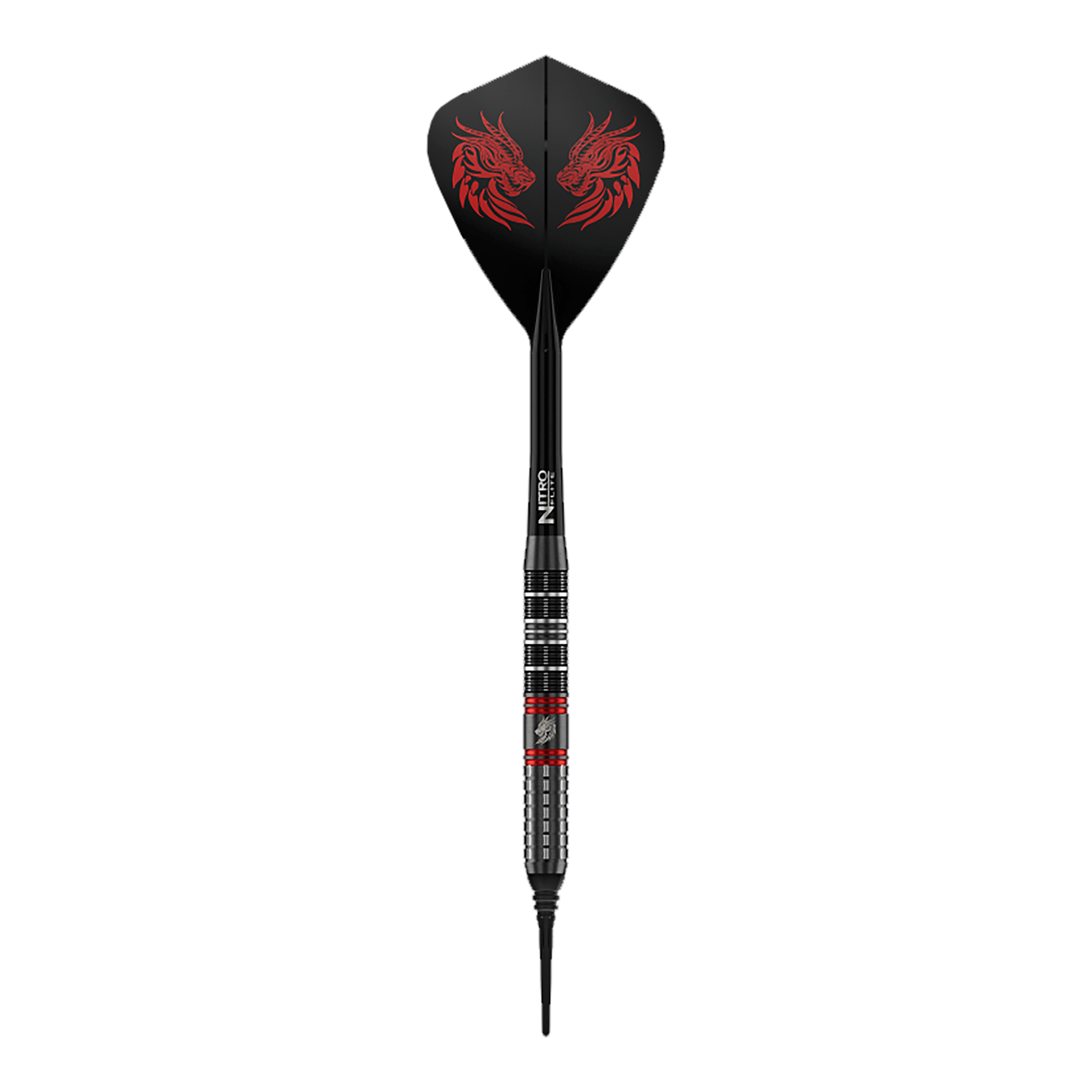 Fléchettes souples Red Dragon Jonny Clayton RD-ULTRA - 18 g Dieses Bild zeigt einen einzelnen Red Dragon Jonny Clayton RD-ULTRA Softdart mit 18g. Zu sehen sind silberne, schwarze und rote Elemente sowie ein auffälliger Flight.