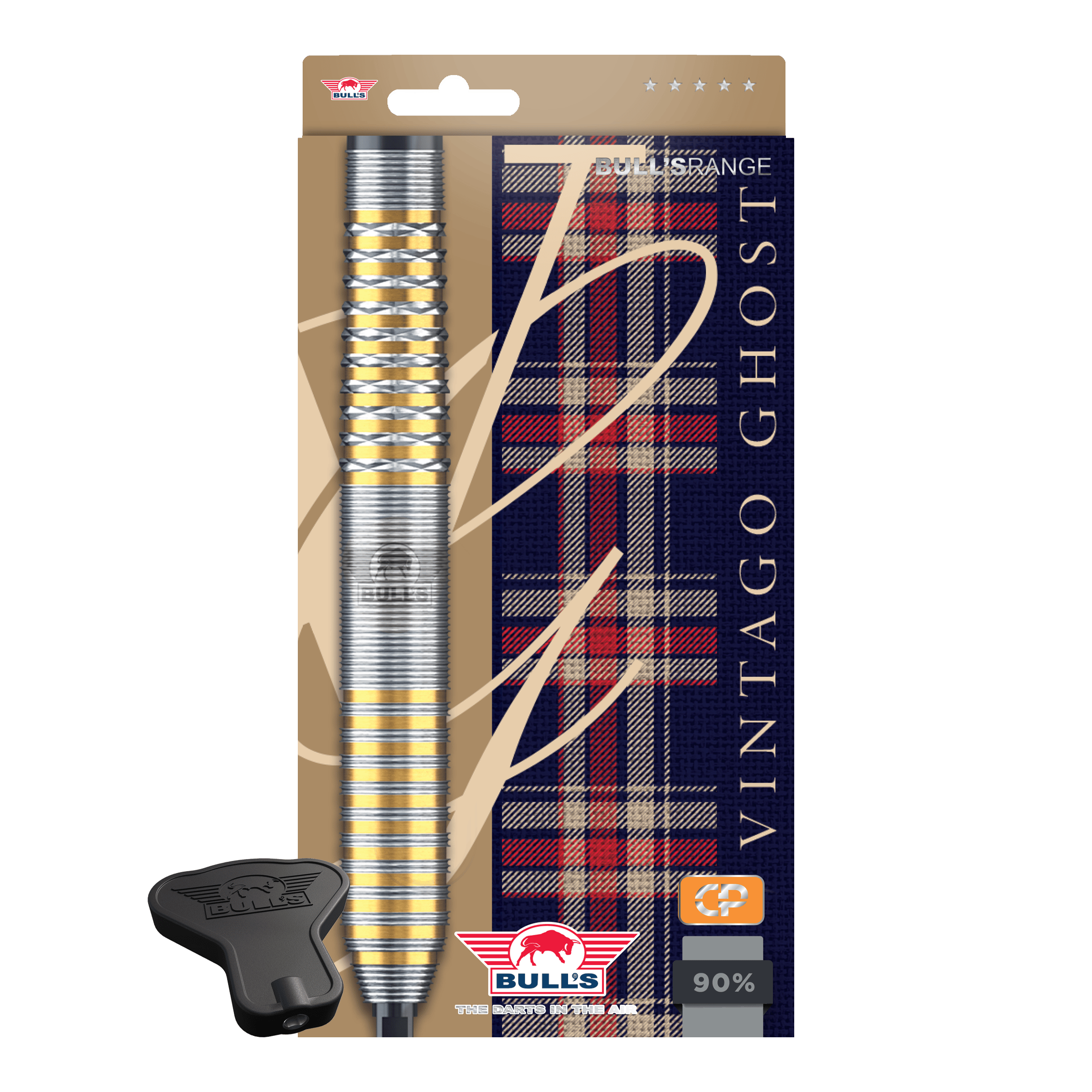Zu sehen ist das Produkt Bulls NL Vintago Ghost Convertible Points Steeldarts. Die Darts zeichnen sich durch ihre Wandelbarkeit und Präzision aus.