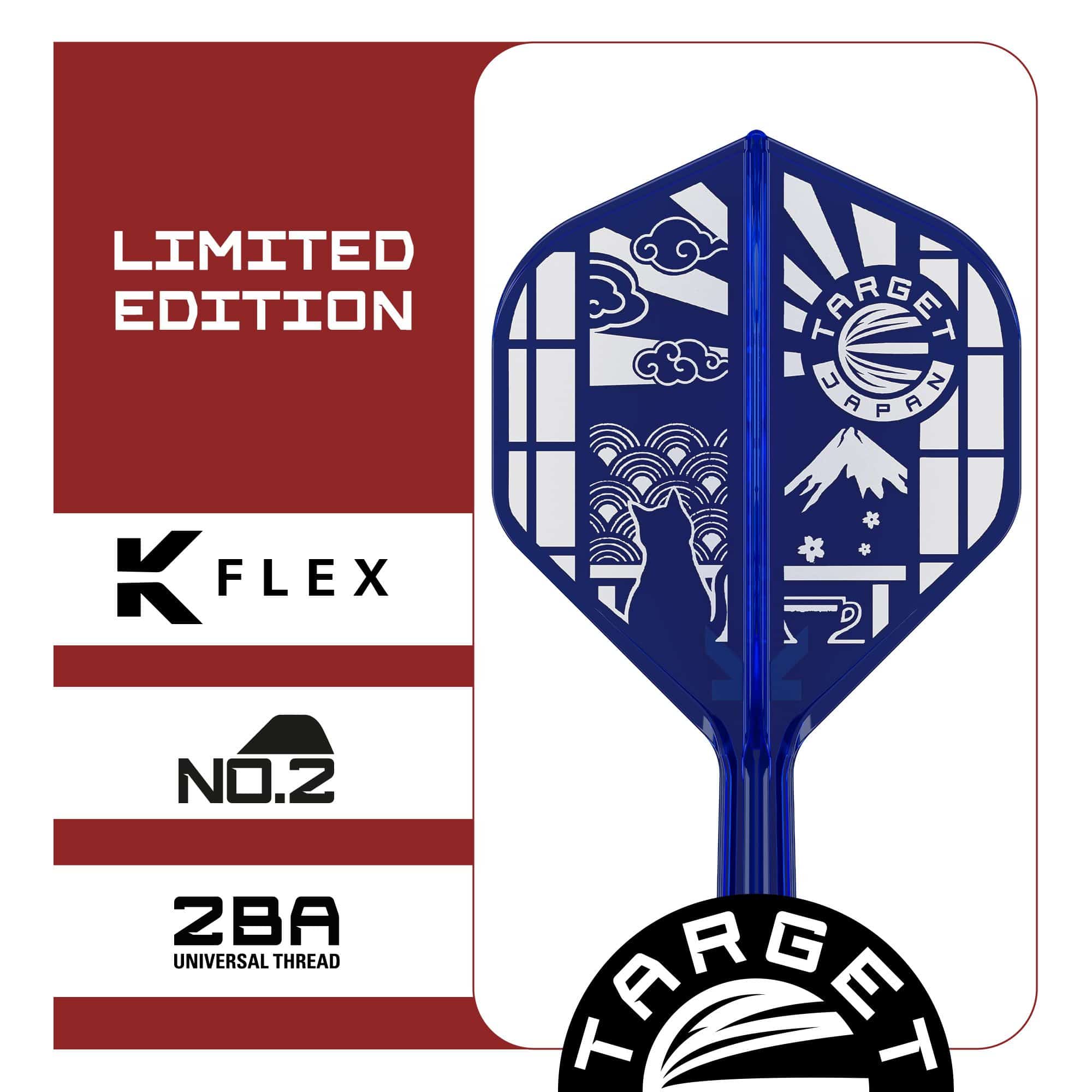 Vols standard Target Japan K-Flex Blue Limited No2 Dieses Bild zeigt die Target Japan K-Flex Blue Limited No2 Standard Flights. Die Flights sind in blauer Farbe gestaltet.