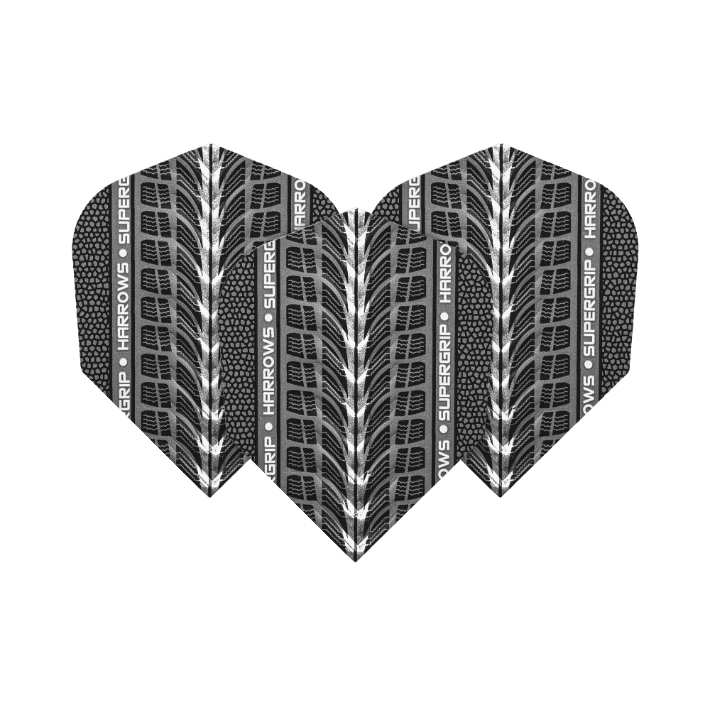 Harrows Supergrip Blanc No6 Flights Harrows Supergrip Weiß No6 Flights sind abgebildet. Das Bild zeigt weiße Dart-Flights der Marke Harrows.