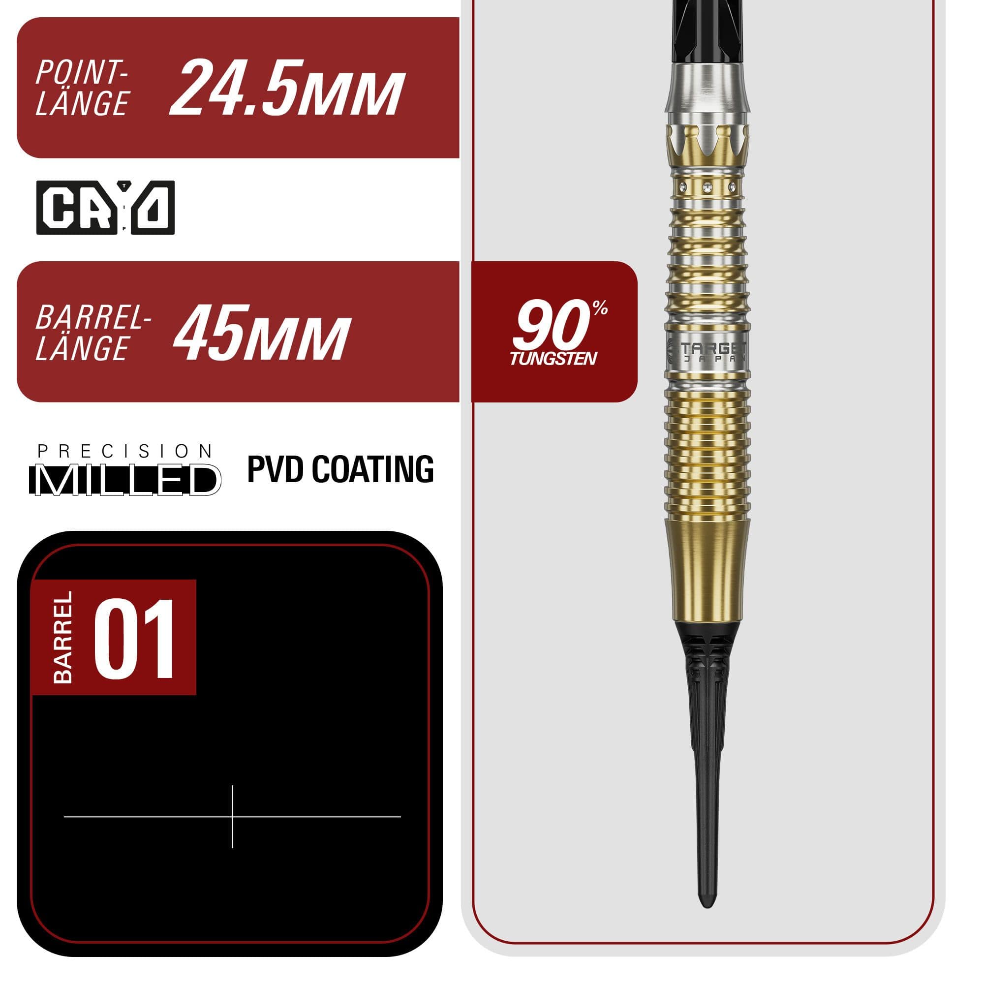 Fléchettes Target Black Marque Enzo Soft - 18 g Target Black Marque Enzo Softdarts - 18g abgebildet. Schwarze Softdarts mit stilvollem Design, ideal für Präzisionsspieler.