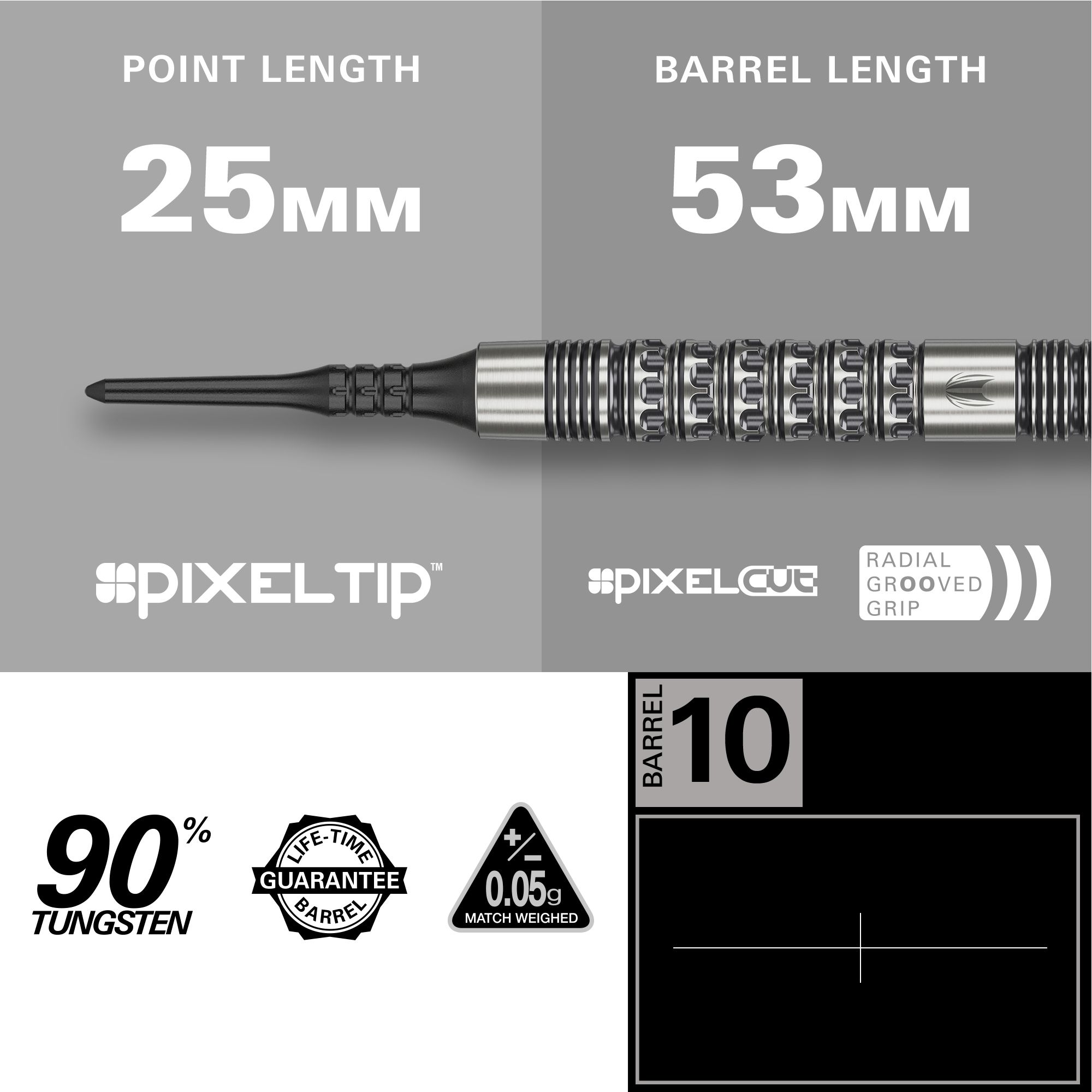 Target Redux 10 fléchettes souples - 18 g Gezeigt wird das Produkt Target Redux 10 Softdarts - 18g. Die Softdarts sind als Set zu sehen.