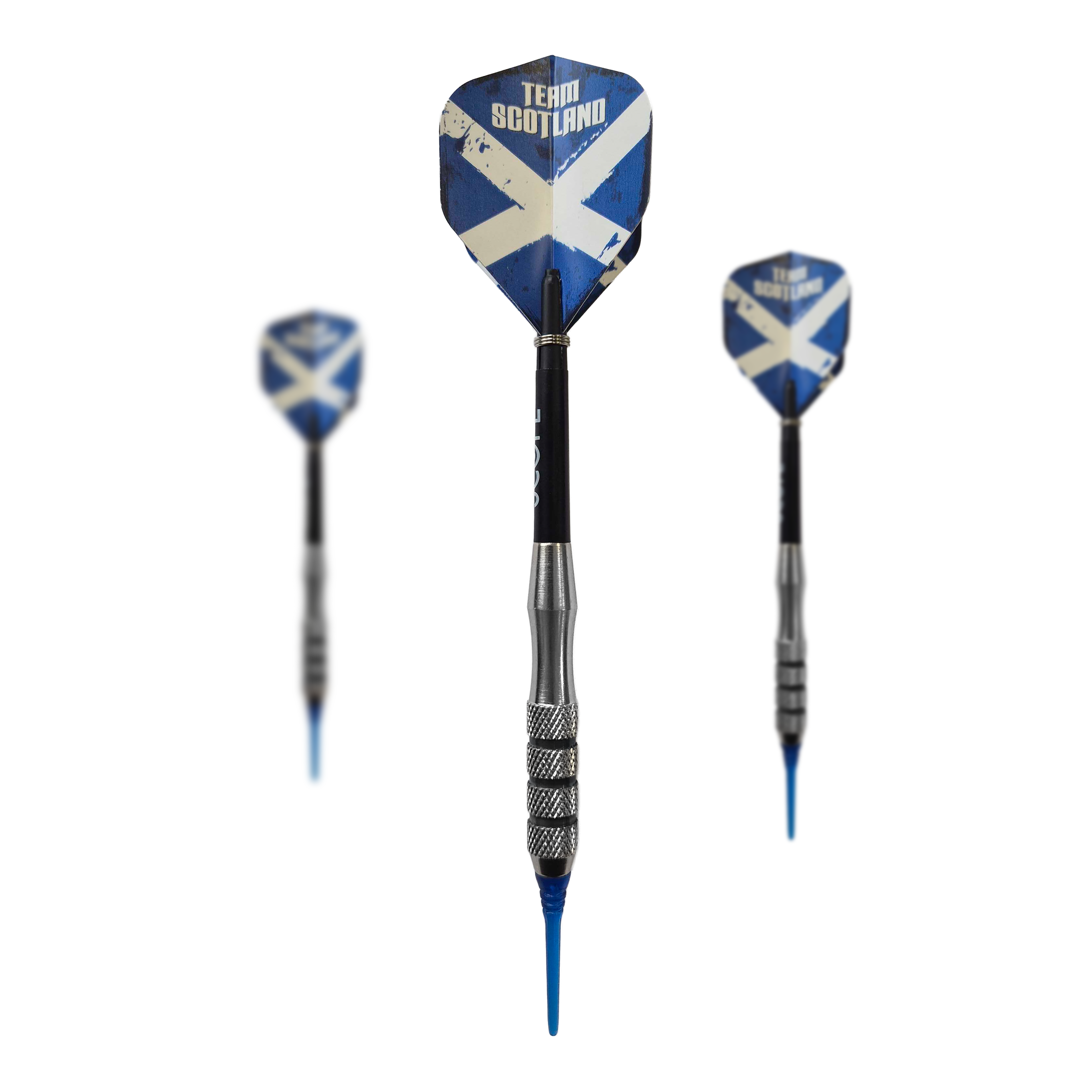 Fléchettes souples en laiton McDart Scottish Cross - 18 g Das Bild zeigt McDart Scottish Cross Brass Softdarts mit einem Gewicht von 18g. Die Darts sind für Softdartspieler geeignet.