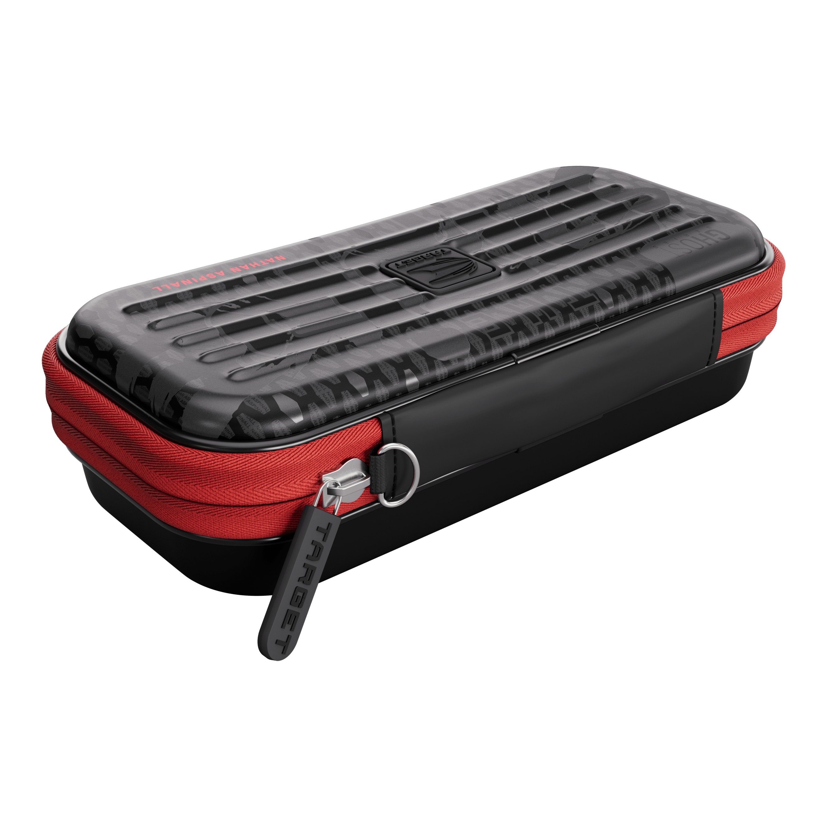 Étui à fléchettes Takoma Ghost Series Nathan Aspinall Das Bild zeigt das Takoma Ghost Series Nathan Aspinall Dartcase. Es handelt sich um ein spezielles Dartcase für Profispieler.