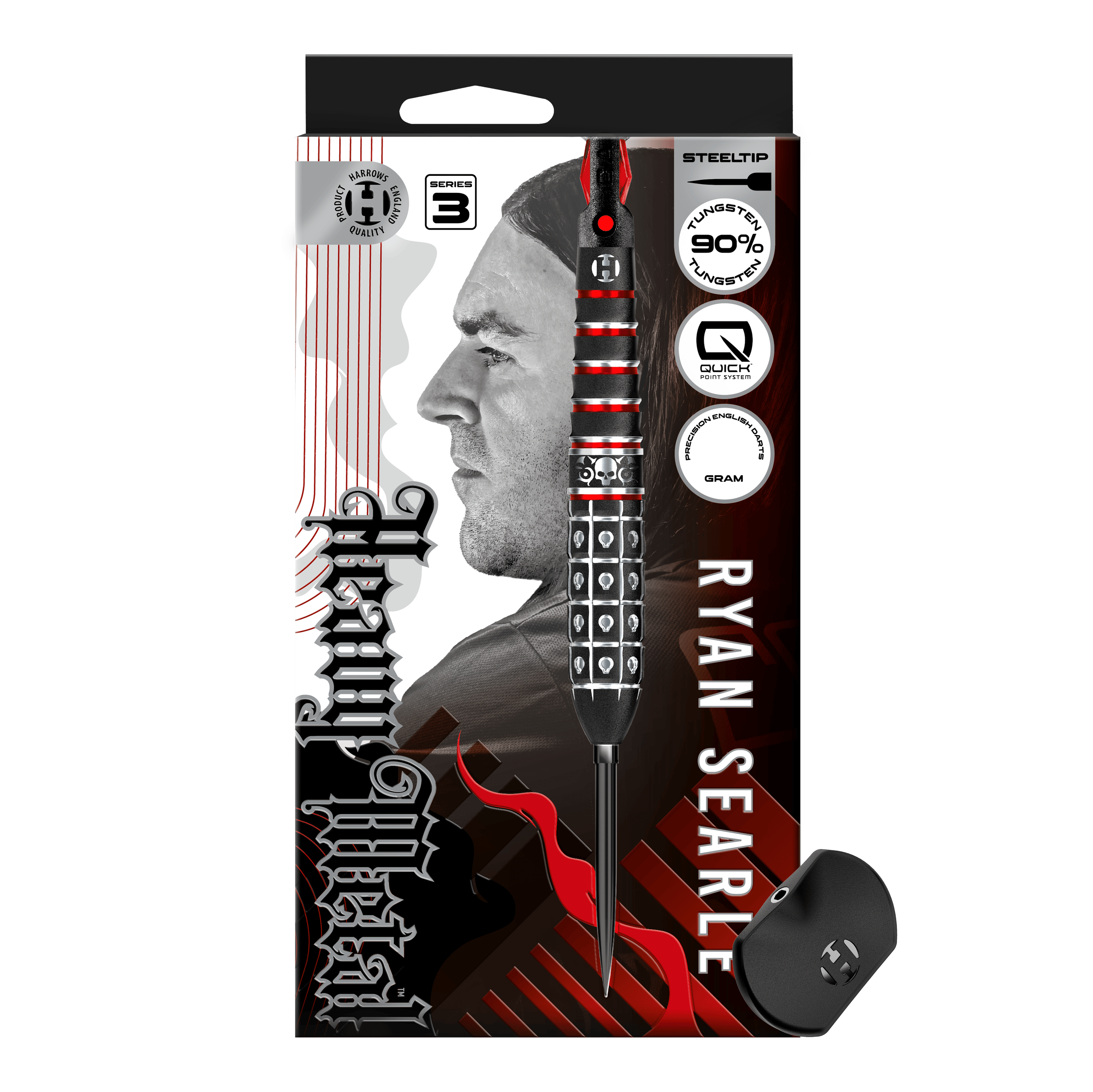 Fléchettes en acier à pointe rapide Ryan Searle série 3 de Harrow Hier sind die Harrows Ryan Searle Series 3 Quick Point Steeldarts abgebildet. Diese Steeldarts sind für präzises Dartspiel entwickelt.