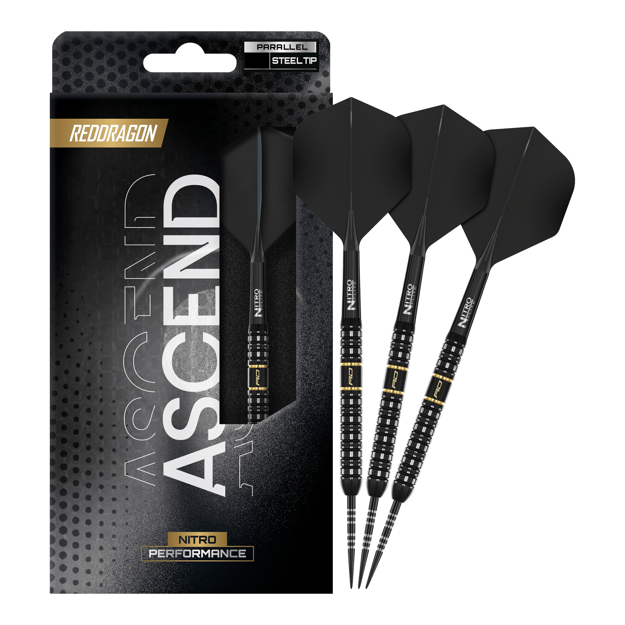 Fléchettes en acier parallèles Red Dragon Ascend Das Foto zeigt die vollständigen Red Dragon Ascend Parallel Steeldarts. Die Darts sind komplett und einsatzbereit dargestellt.