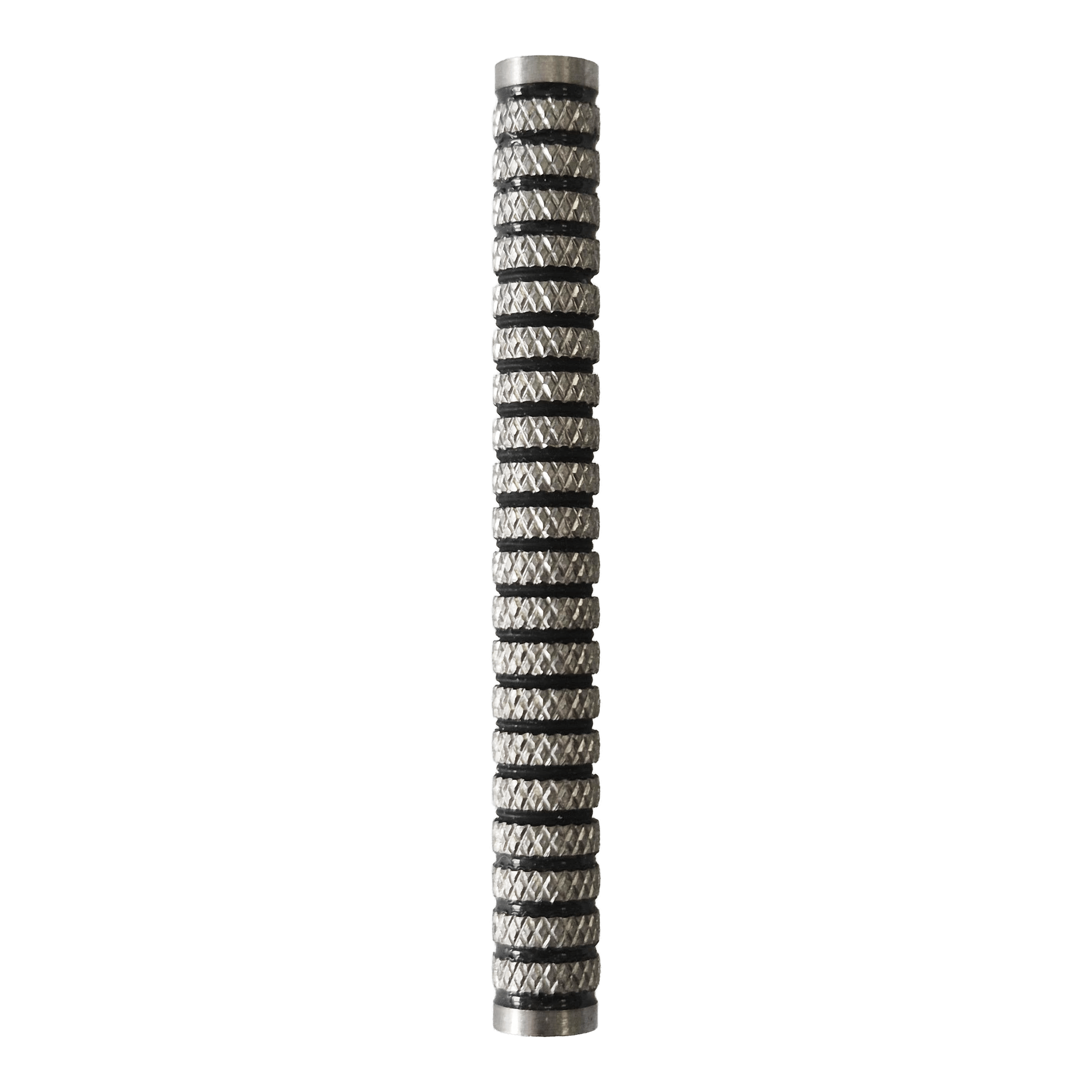 Corps de fléchettes à surface molle moletées McDart Black Ring - 18 g Zu sehen sind die McDart Black Ring Knurled Softdart Barrels - 18g. Das Bild illustriert das Produkt mit schwarzen Rillen für einen besseren Halt.