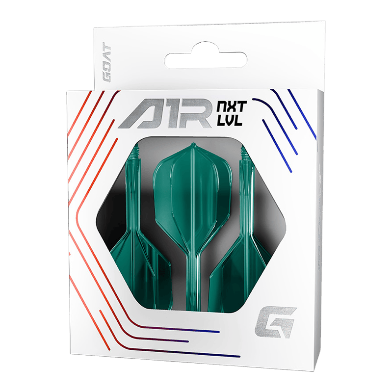 Das Bild stellt das GOAT A1R No6 Flight-Shaft-System in Grün dar. Dieses Produkt wird im Dartsport eingesetzt.