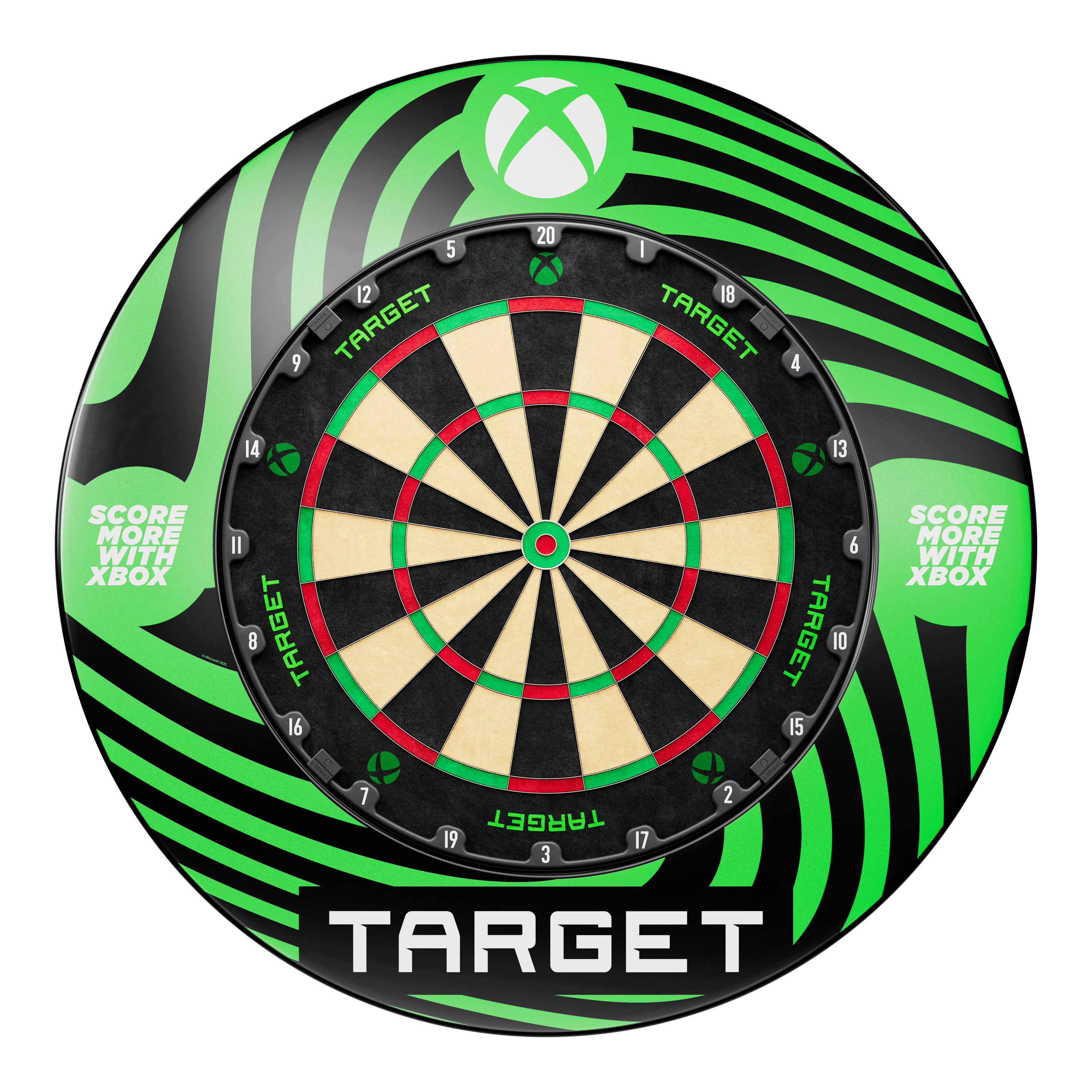 Das Foto zeigt das Target Xbox Dartboard Surround Bundle. Das Bundle eignet sich zur Umrandung und zum Schutz Ihrer Dartscheibe.