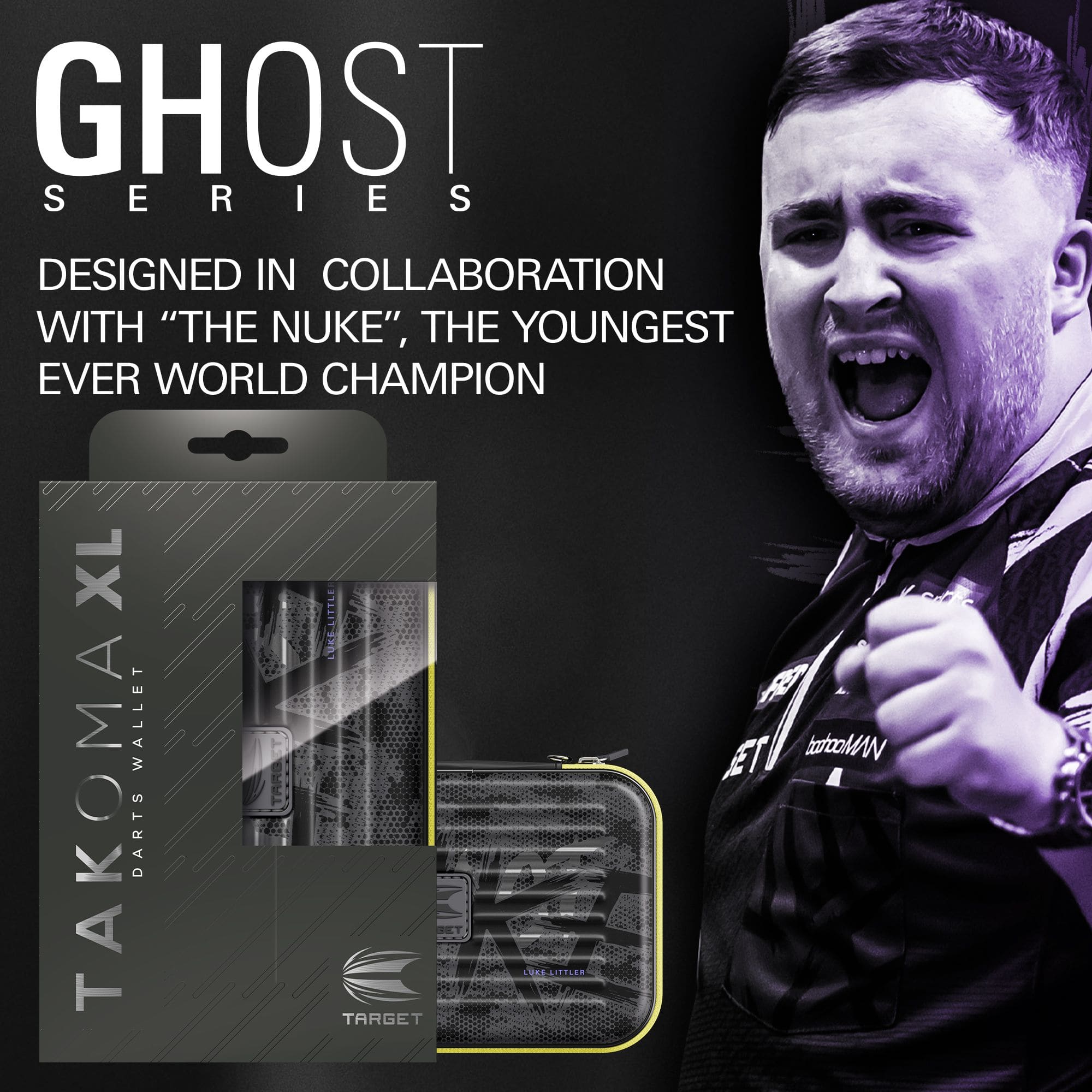 Étui à fléchettes Takoma XL Ghost Series Luke Littler Zu sehen ist das Takoma XL Ghost Series Luke Littler Dartcase. Das Dartcase ist modern gestaltet und dient zur Aufbewahrung von Darts.