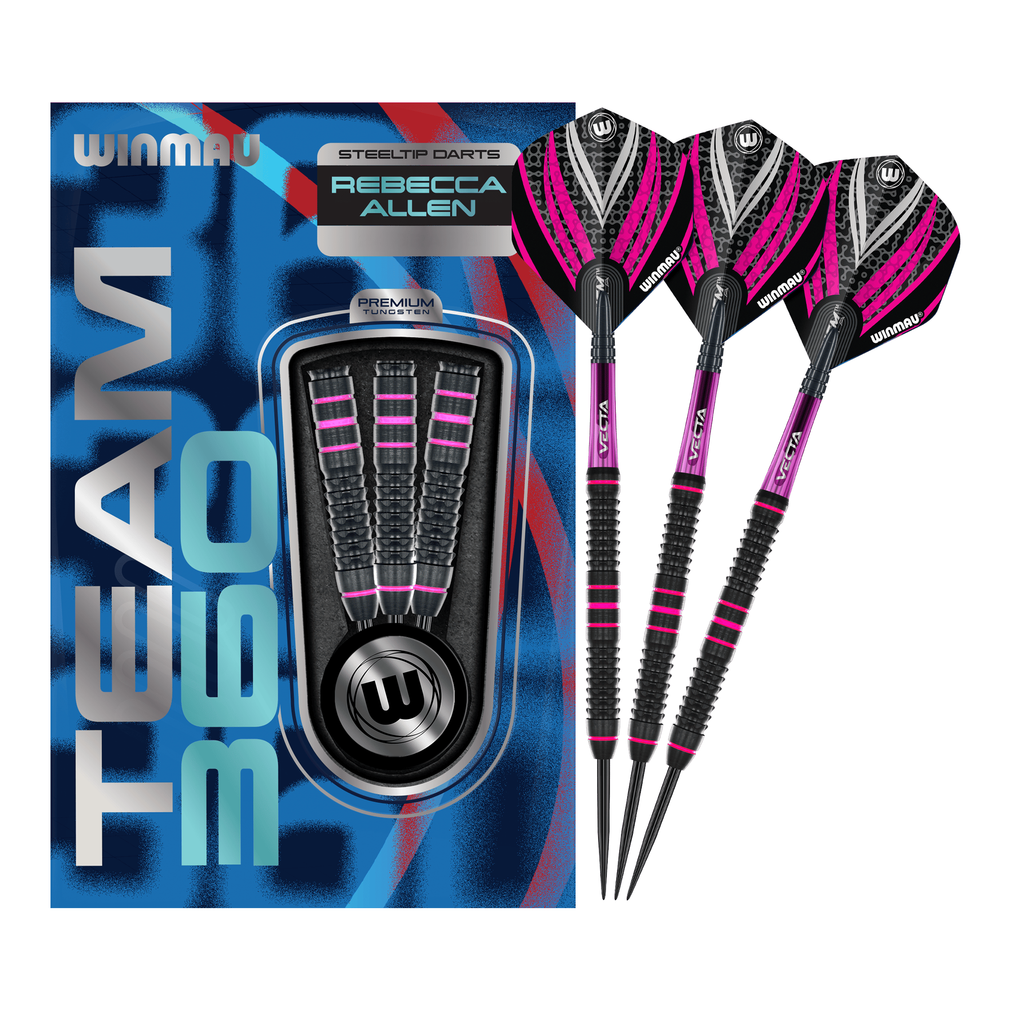 Fléchettes en acier Winmau Team 360 Rebecca Allen - 24 g Diese Grafik zeigt die Winmau Team 360 Rebecca Allen Steeldarts - 24g in ihrer vollen Länge. Sie sind für ambitionierte Dartspielerinnen und Dartspieler geeignet.