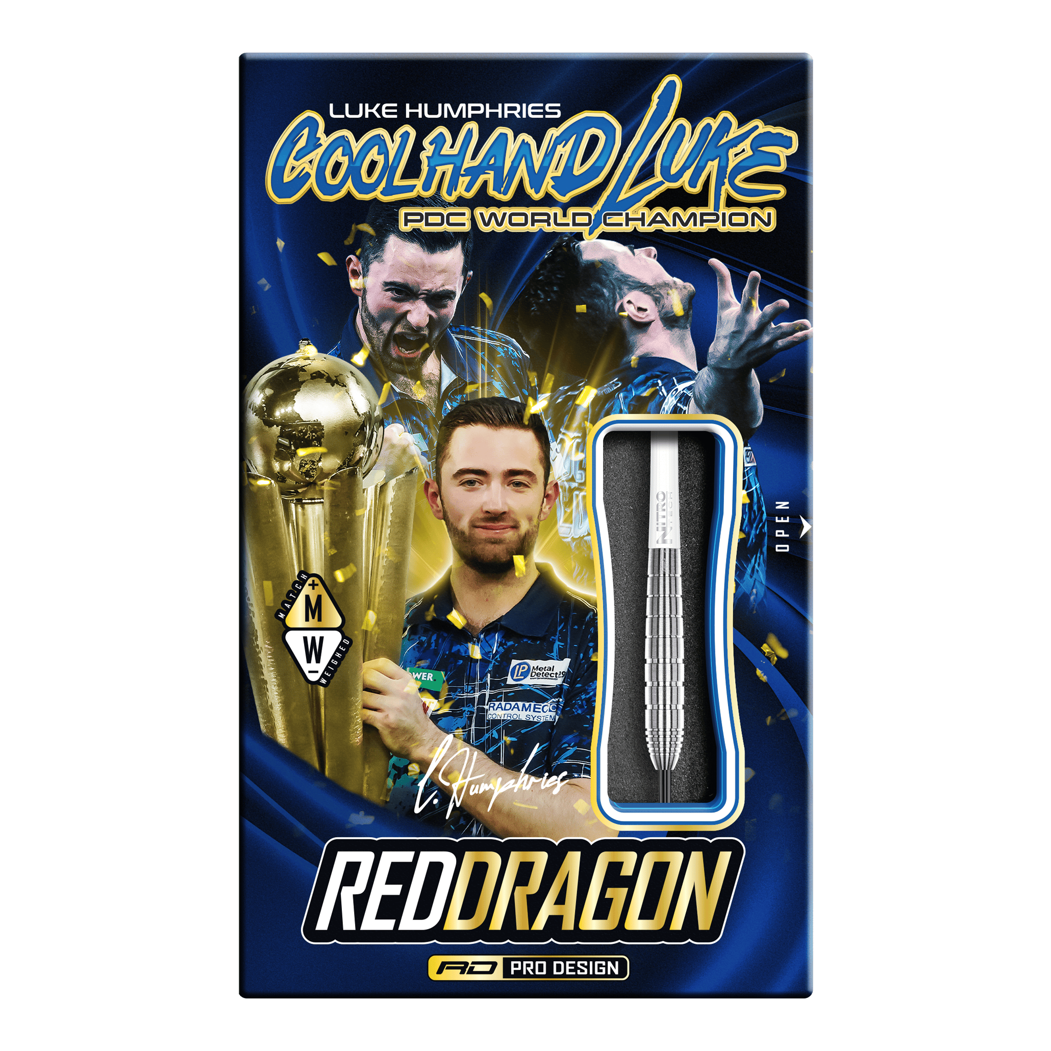 Fléchettes en acier Red Dragon Luke Humphries TX1 Pioneer Die Abbildung zeigt die Red Dragon Luke Humphries TX1 Pioneer Steeldarts. Es handelt sich um hochwertige Steeldarts für professionelle Dartspieler.