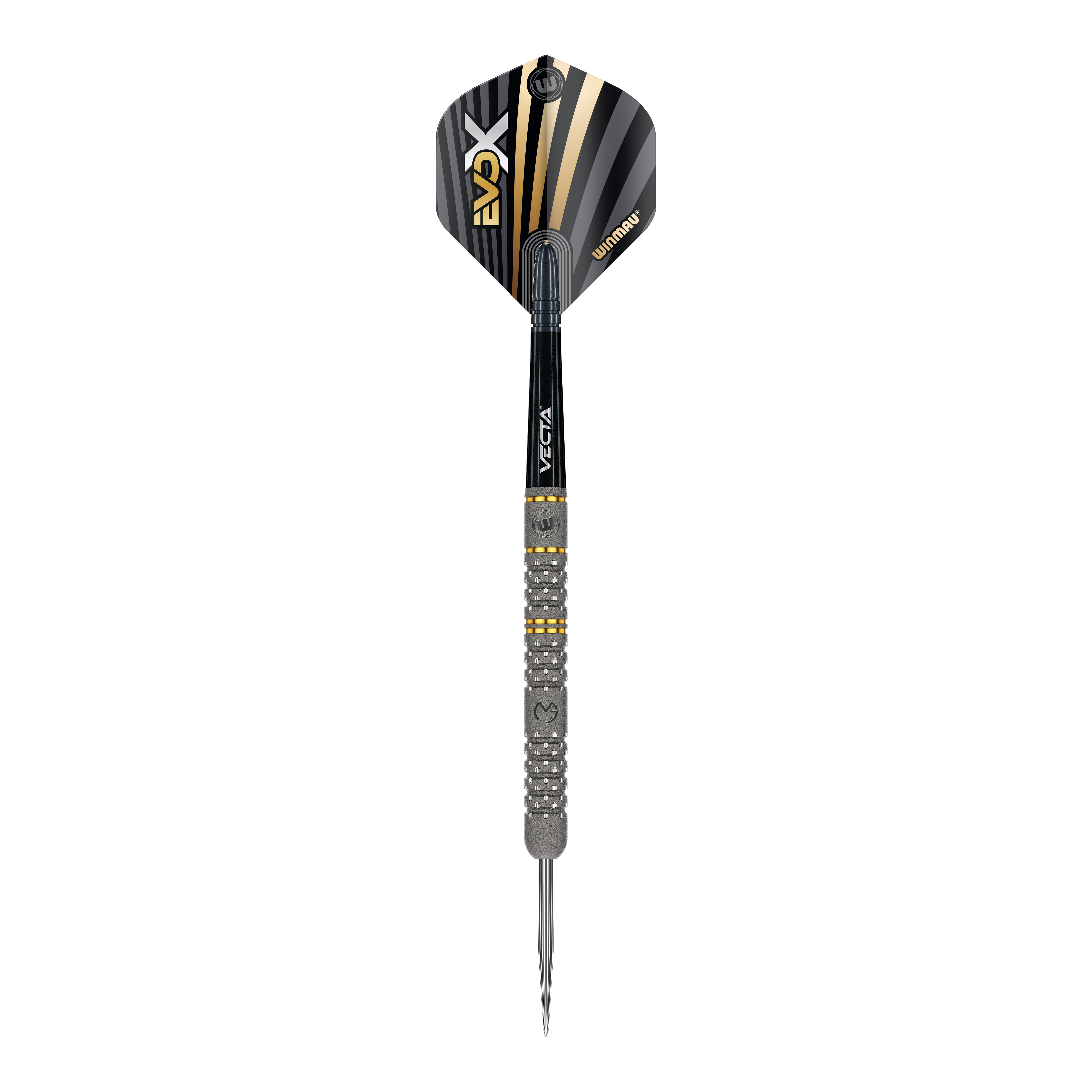 Fléchettes en acier Winmau Michael Van Gerwen Evo-X Dies ist ein Winmau Michael Van Gerwen Evo-X Steeldart. Der Dartpfeil hat ein schwarz-goldenes Design und eine strukturierte Griffzone.