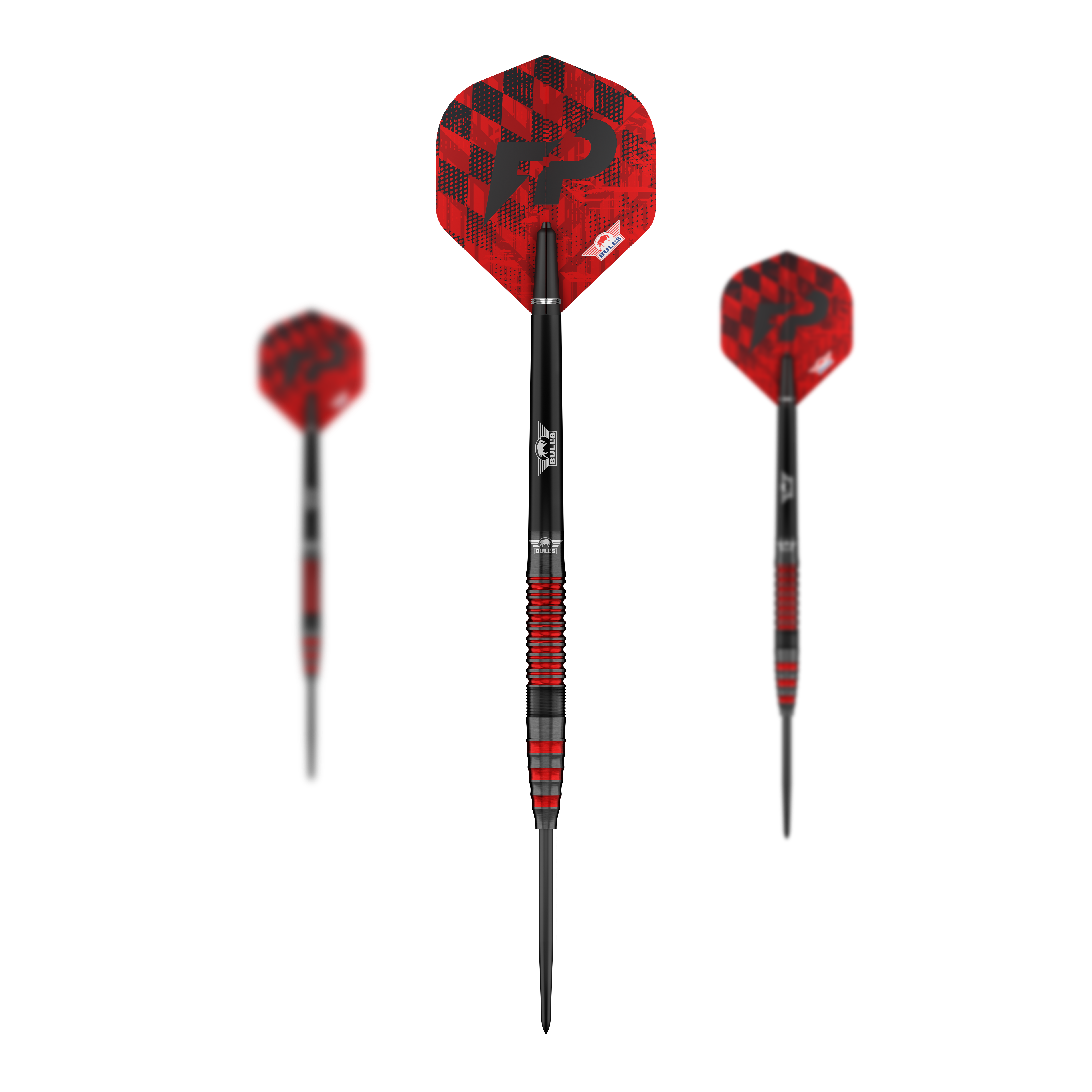 Hier ist das Set Bulls NL Florian Preis Steeldarts - 23g zu sehen. Die Abbildung zeigt den gesamten Lieferumfang.