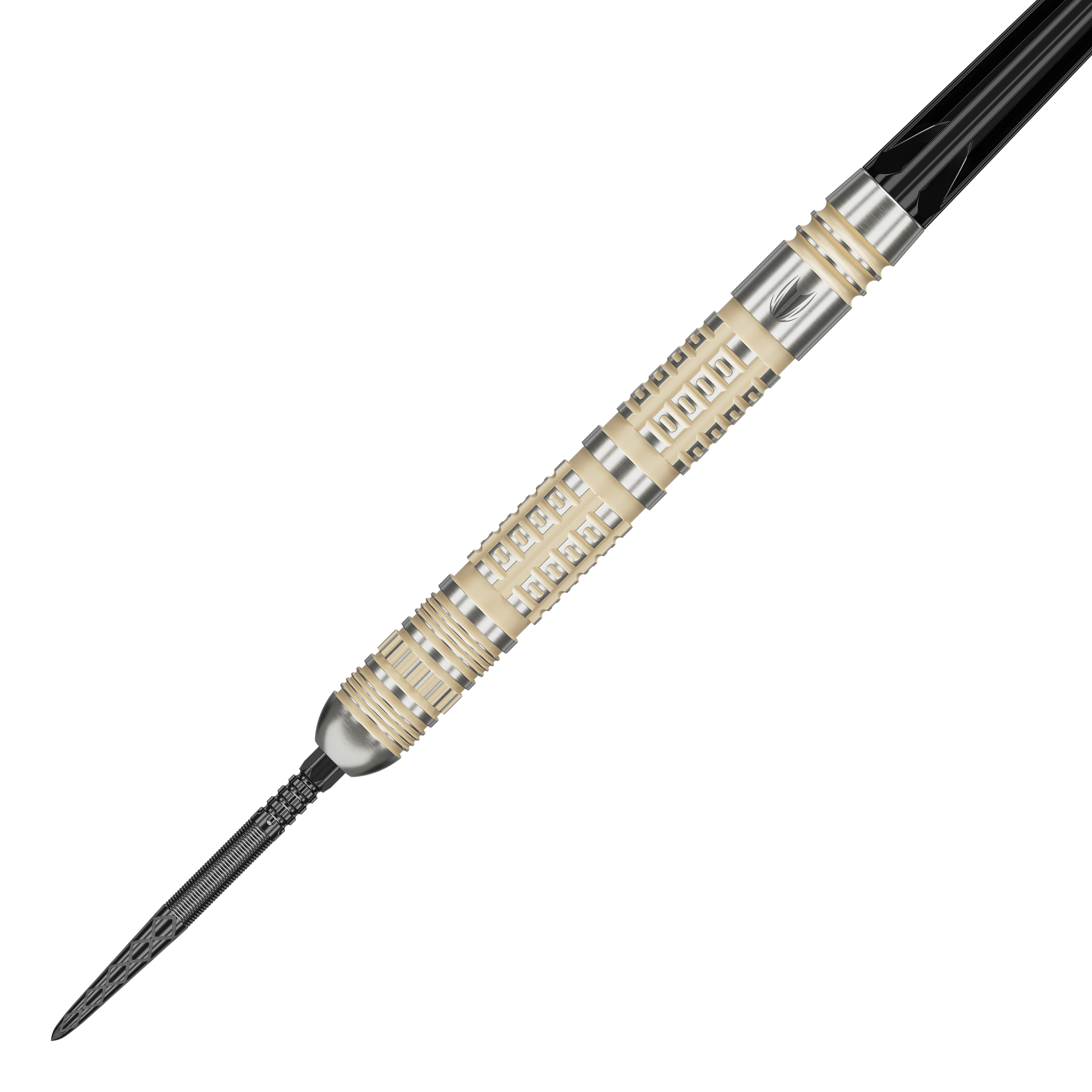 Fléchettes en acier à pointe suisse Target Dimitri Van Den Bergh 95K Abgebildet ist das Produkt Target Dimitri Van Den Bergh 95K Swiss Point Steeldarts. Das Bild zeigt die Steeldarts aus einer bestimmten Perspektive.