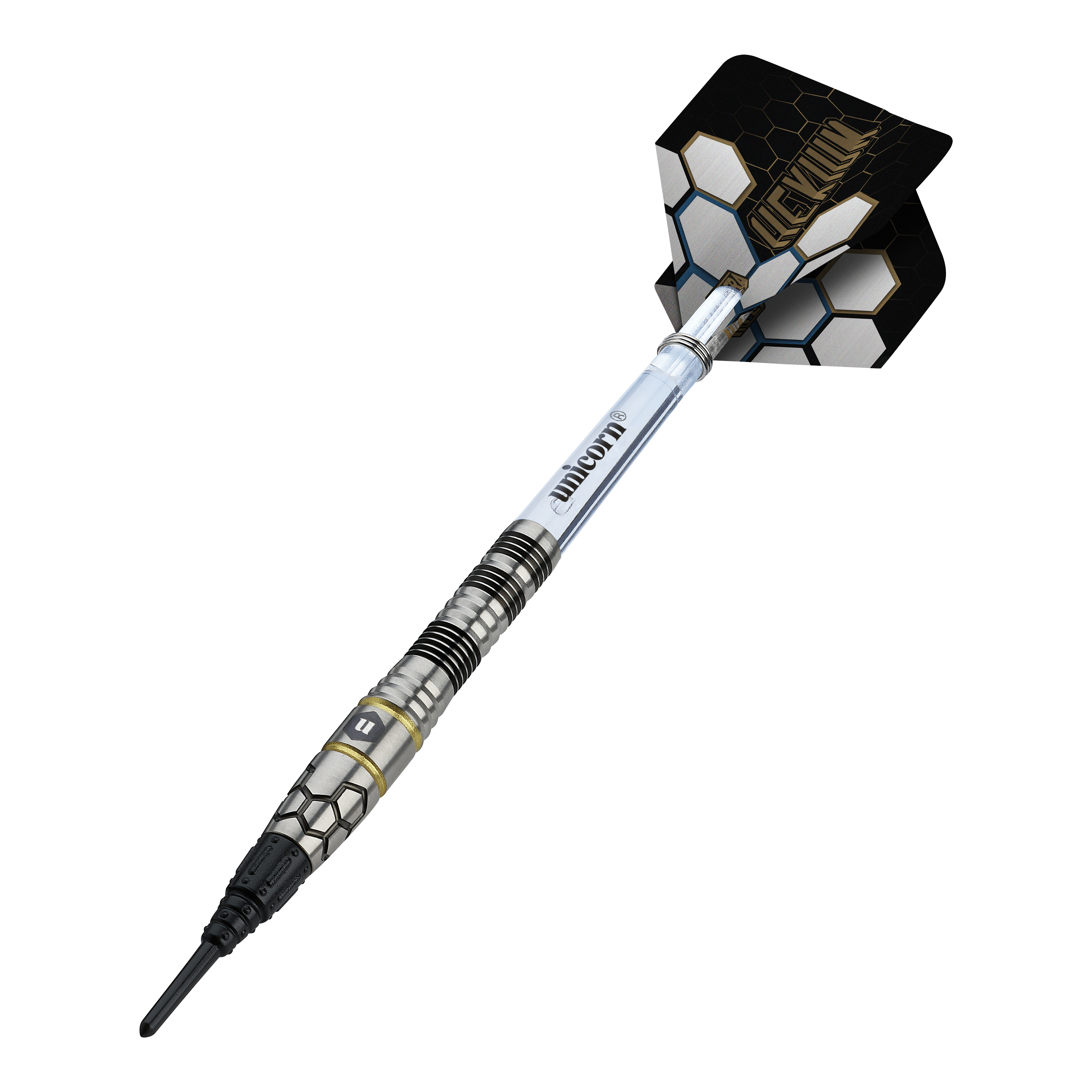 Fléchettes souples Unicorn Hexium Style 01 Noir et Or - 22 g Unicorn Hexium Style 01 Black & Gold Softdarts - 22g ist ein hochwertiger Softdart mit stilvollem Design. Er bietet ausgezeichnete Griffigkeit und ist für anspruchsvolle Spieler geeignet.