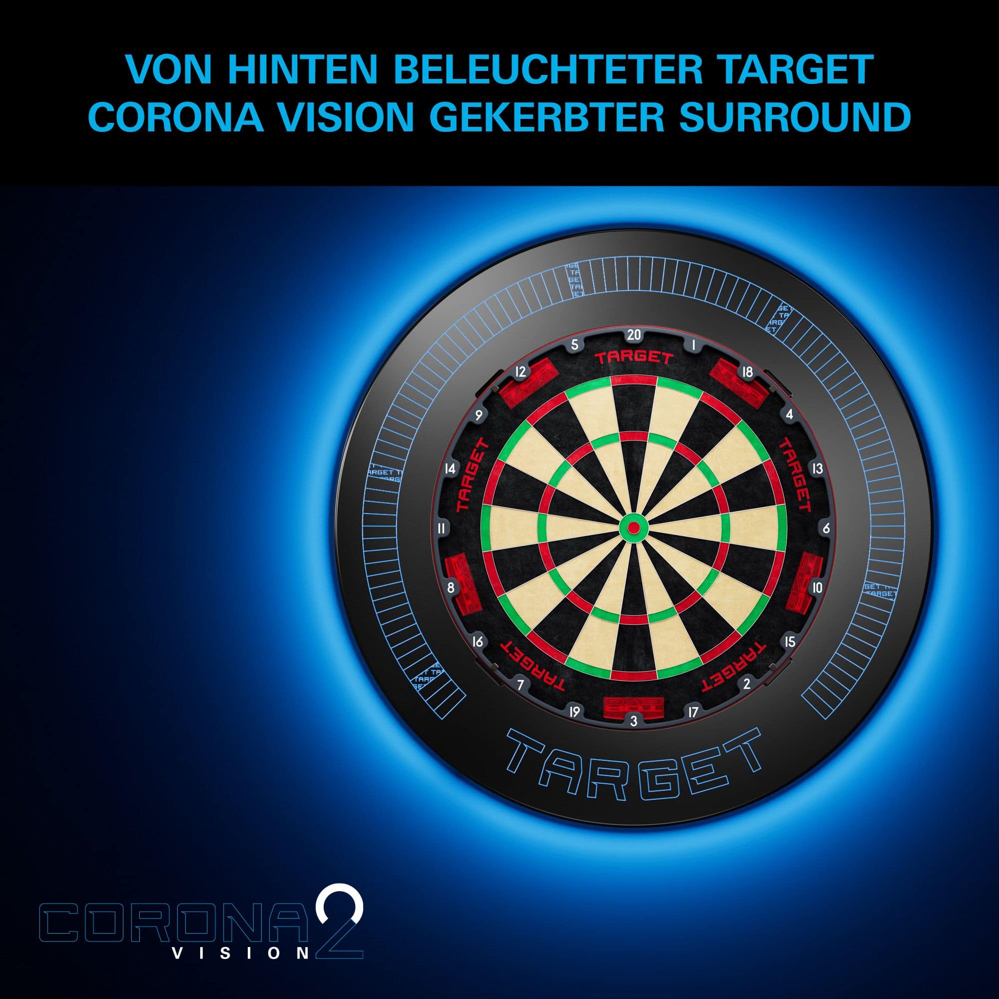 Cadre de cible de fléchettes Target Corona Vision avec éclairage intégré