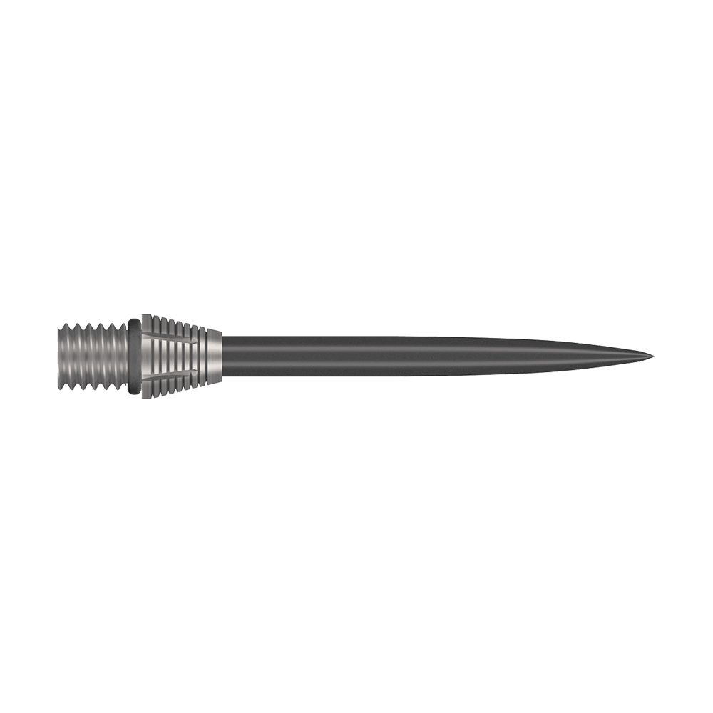 Points de conversion Shot Tactra - 34 mm Auf diesem Bild sind die Shot Tactra Conversion Points - 34 mm zu sehen. Diese robusten Spitzen ermöglichen eine einfache Umrüstung für Dartspieler.