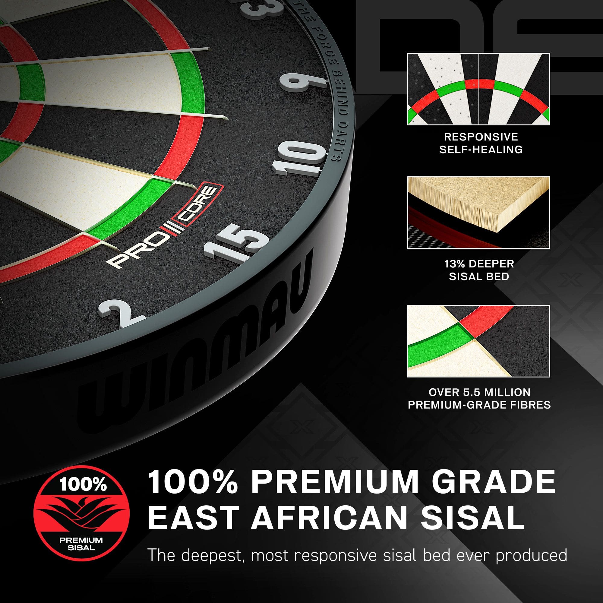 Cible de fléchettes en acier Winmau Blade X ProCore Hier ist ein Winmau Blade X ProCore Steeldartboard abgebildet. Das Produkt eignet sich für Dartspieler und Turniere.