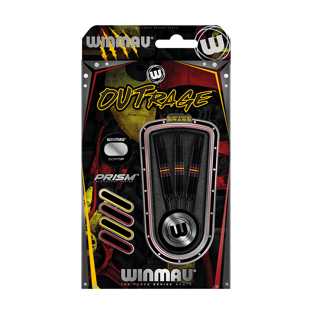 Winmau Outrage V1 Fléchettes Souples En Laiton Enduit Noir - 18g