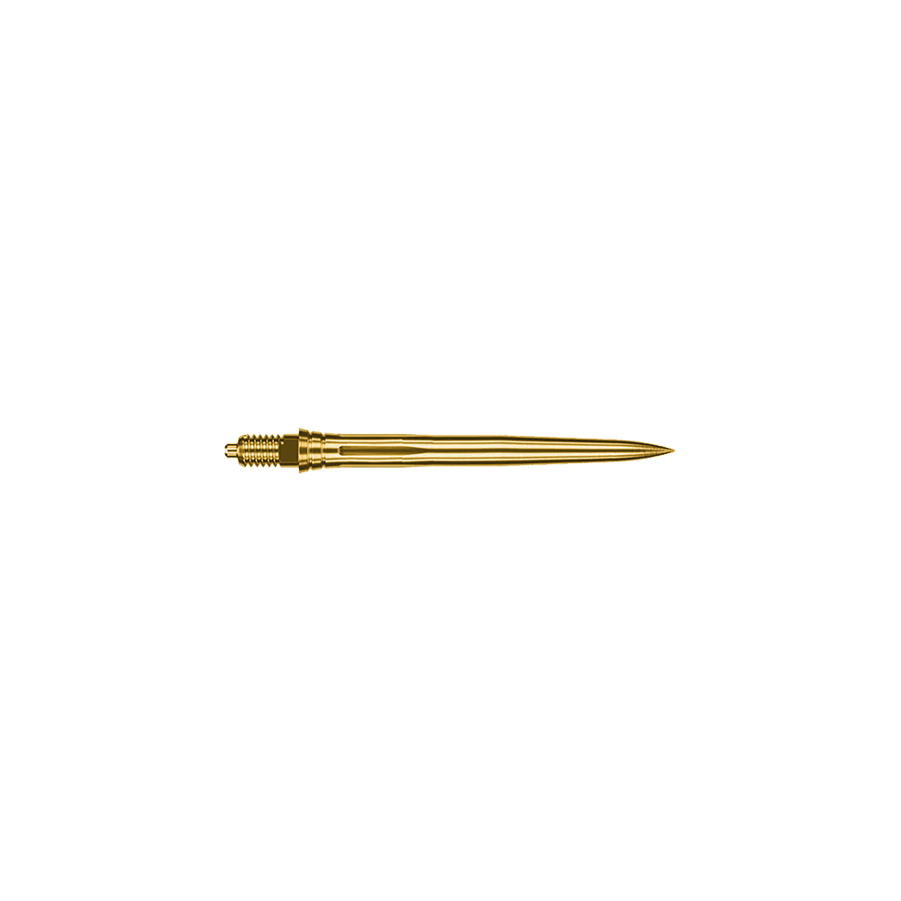 Pointes de fléchettes Caliburn EZ-EVO - Lisses - Or Abgebildet sind goldene Dartspitzen mit einer Länge von 28mm. Sie gehören wahrscheinlich zur Serie Caliburn EZ-EVO Smooth.