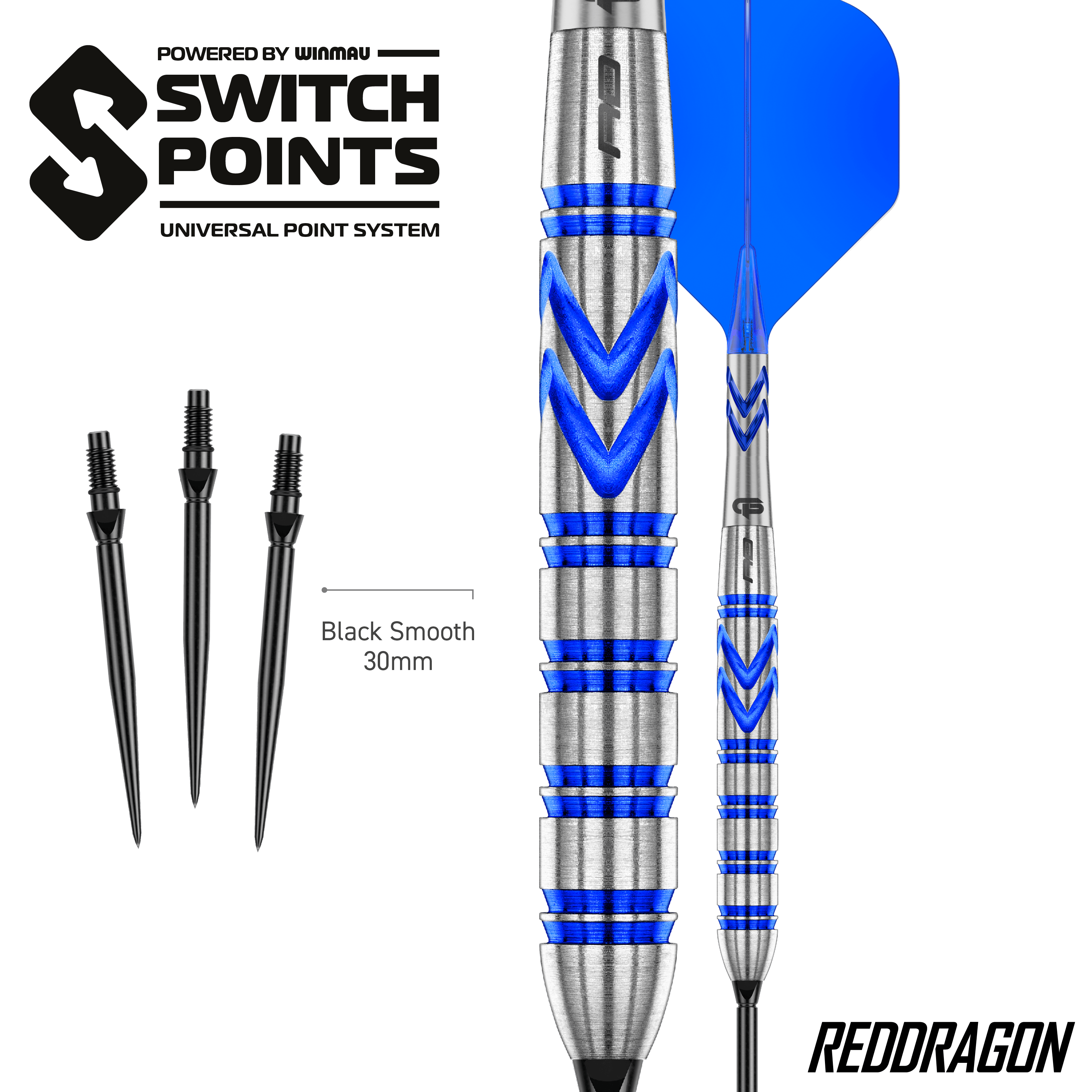 Fléchettes en acier Red Dragon Gerwyn Price Blue Original Switch Point Die Red Dragon Gerwyn Price Blue Original Switch Point Steeldarts werden präsentiert. Sie zeichnen sich durch ihr markantes blaues Design aus.