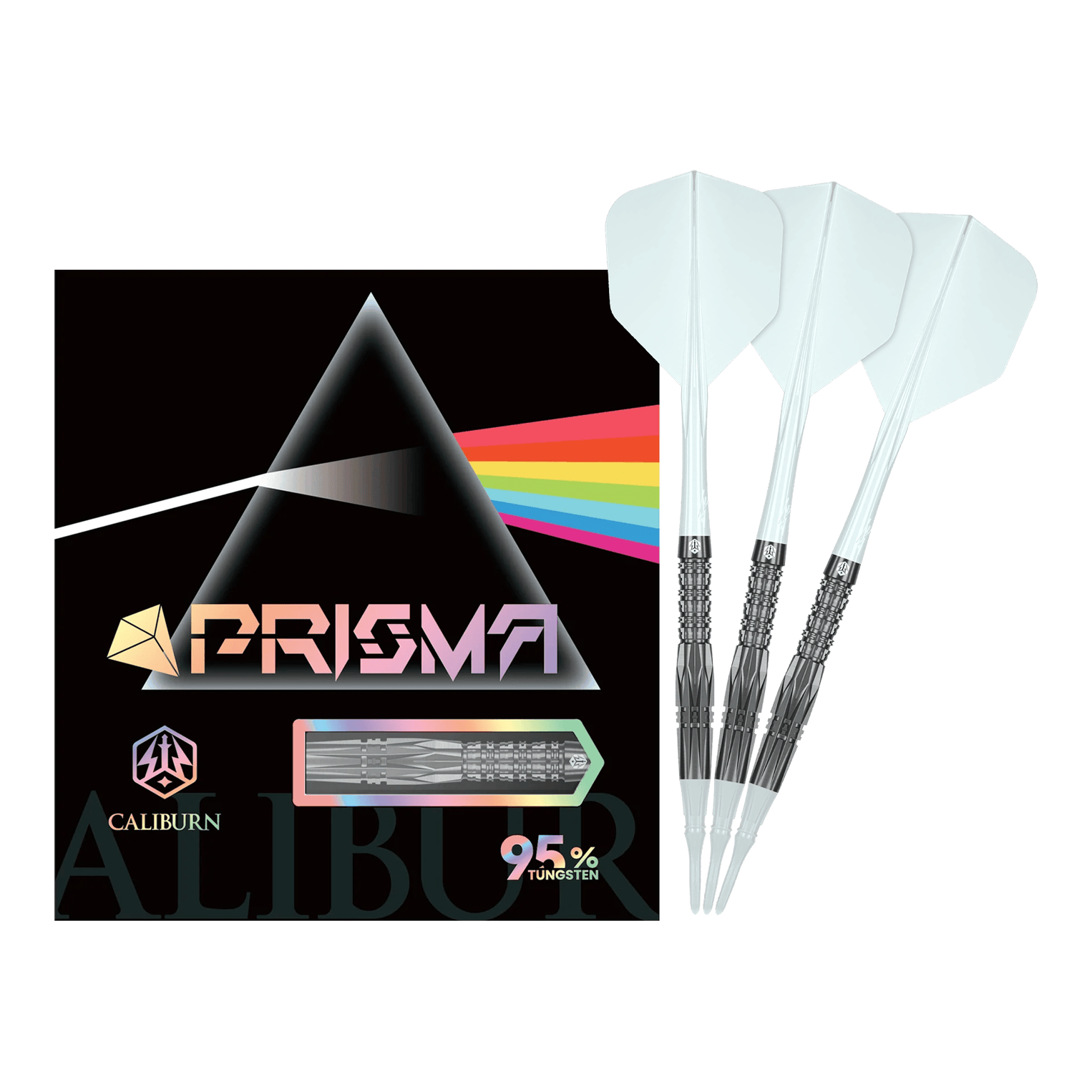 Das Bild zeigt den vollständigen Caliburn Prisma P1 Softdart mit 19g. Dieses Produkt eignet sich ideal für Softdartspieler.