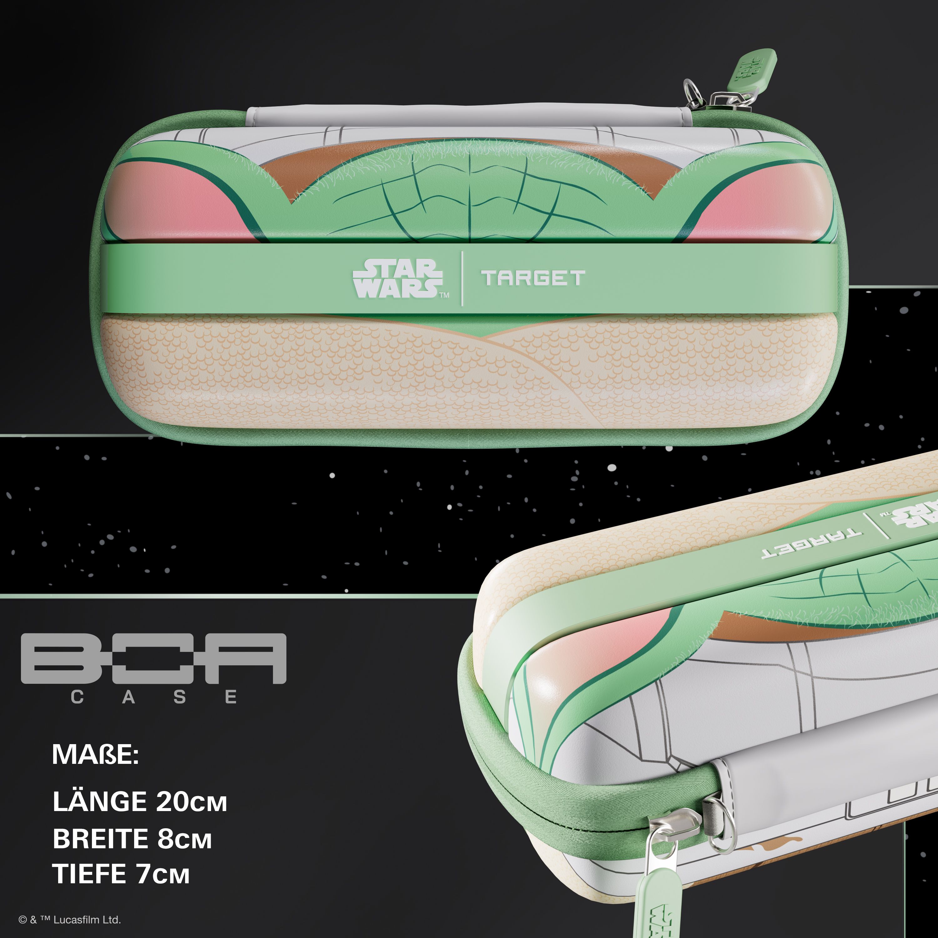 Étui à fléchettes Target Star Wars Boa - Grogu Dies ist das Target Star Wars Boa Dartcase - Grogu mit einem einzigartigen Star Wars Motiv. Die Tasche schützt Darts und Zubehör auf stilvolle Weise.