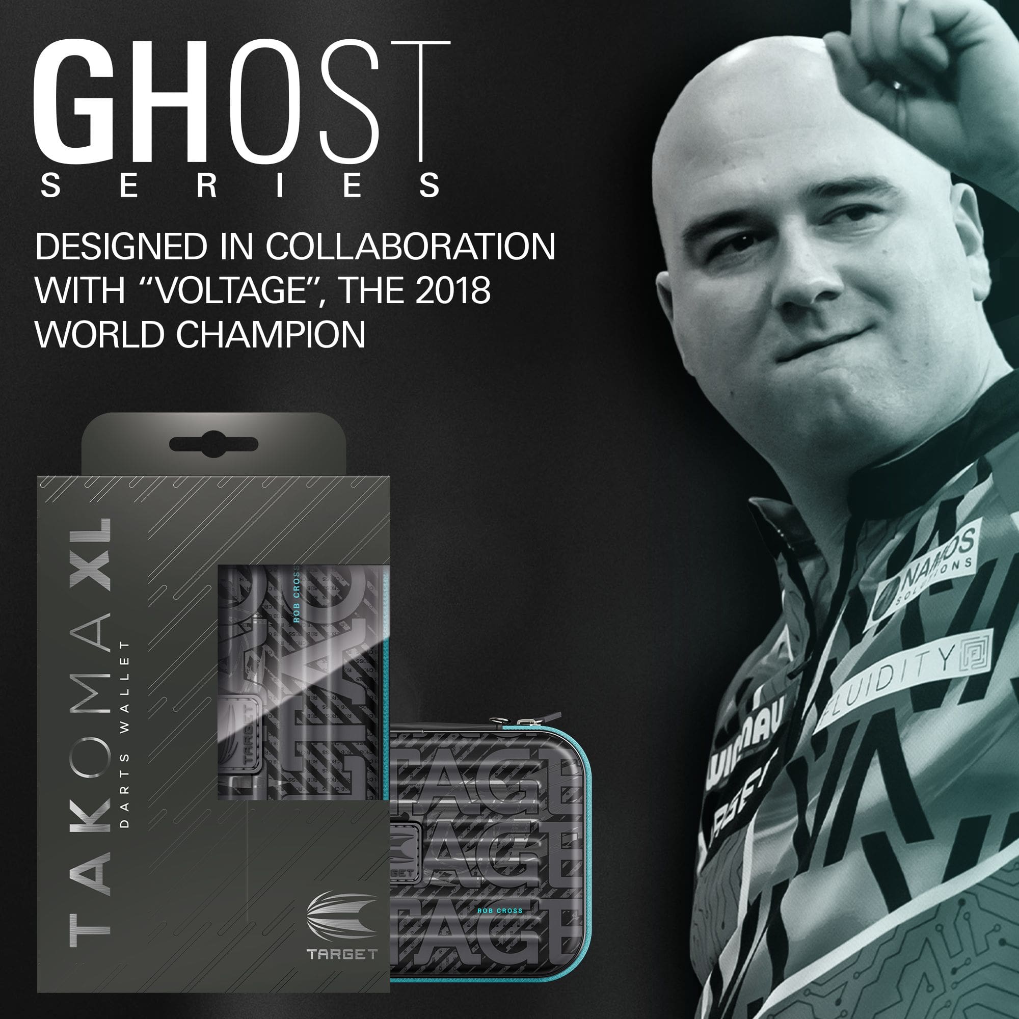 Étui à fléchettes Takoma XL Ghost Series Rob Cross Zu sehen ist das Takoma XL Ghost Series Rob Cross Dartcase. Es ist ein spezielles Dartcase für die Ghost Series von Rob Cross.