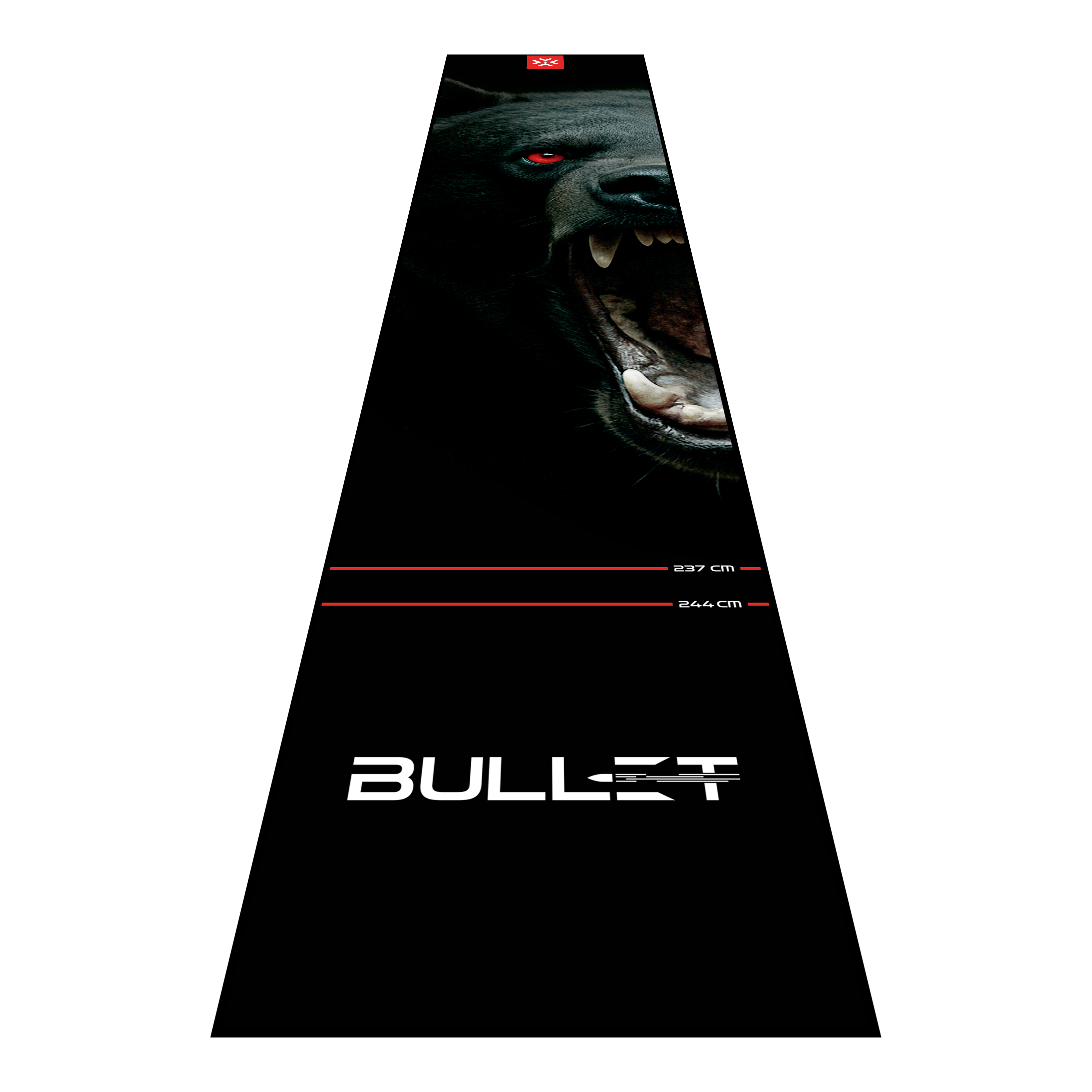 Hier ist die Bullet Shred Dartmatte abgebildet. Sie schützt den Untergrund und sorgt für ein sicheres Dartspiel.