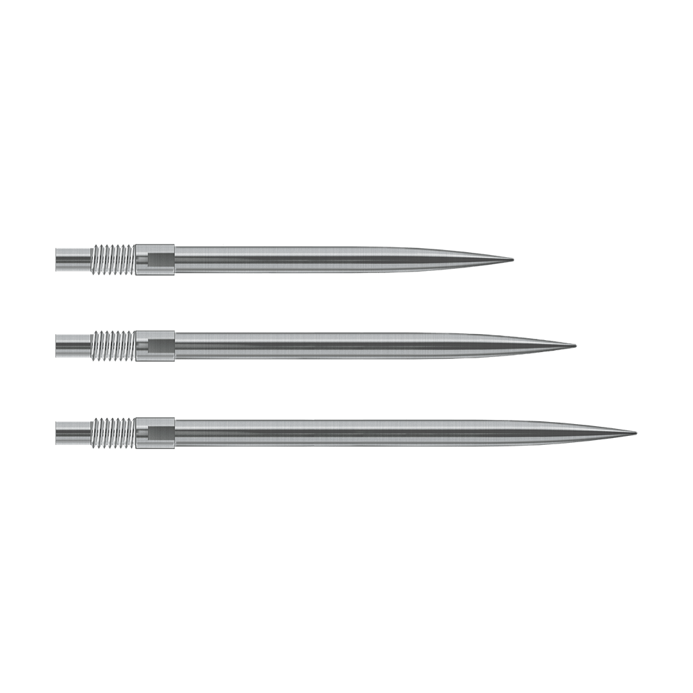 Embouts de fléchettes Harrows Quick Point - Argent Das Bild zeigt silberne Harrows Quick Point Dartspitzen. Sie sind für Dartspieler zum einfachen Wechsel der Spitzen gedacht.