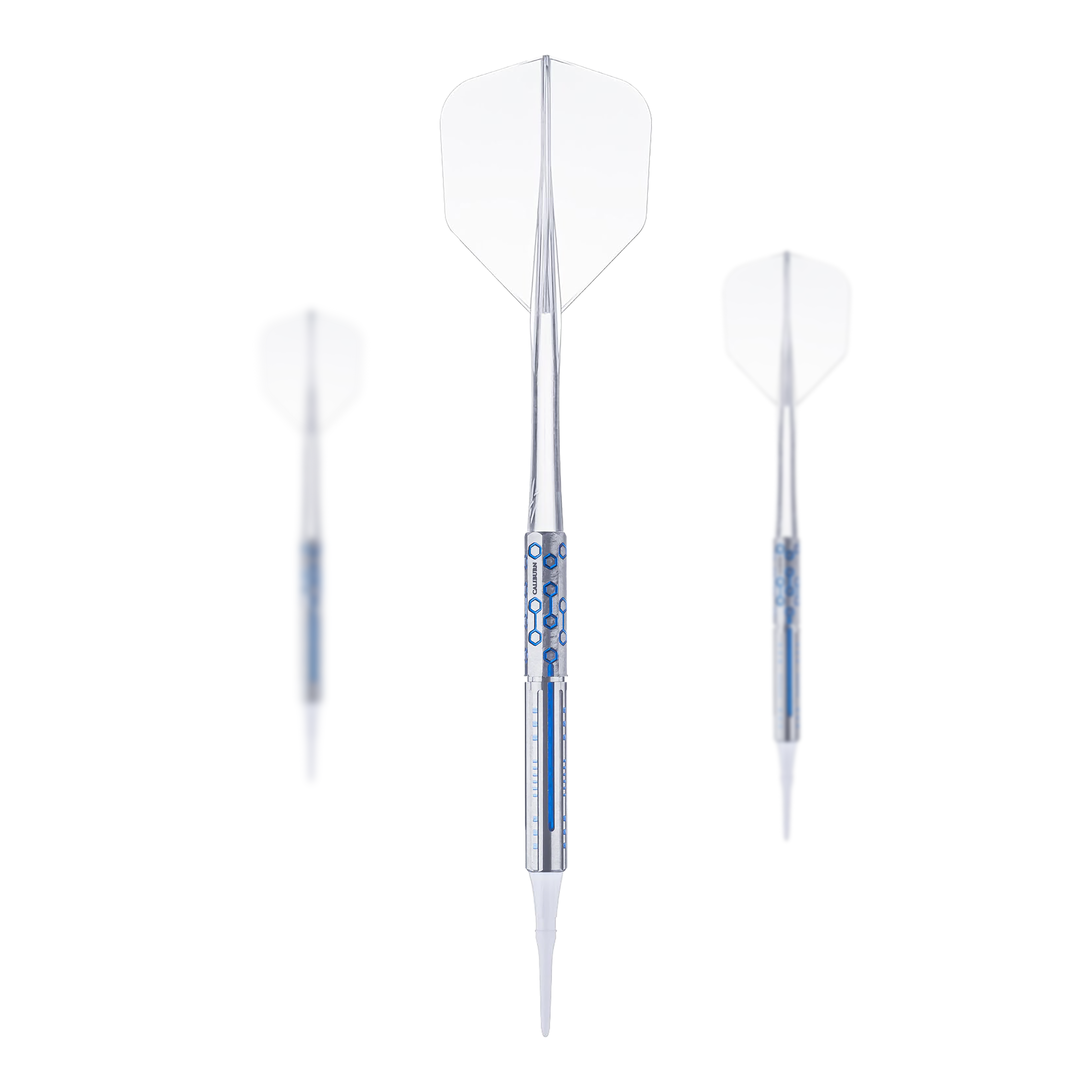 Das Bild zeigt die Caliburn Starships Series Demeter Softdarts mit einem Gewicht von 20g. Es handelt sich um ein Set von hochwertigen Softdarts für präzises Dartspiel.