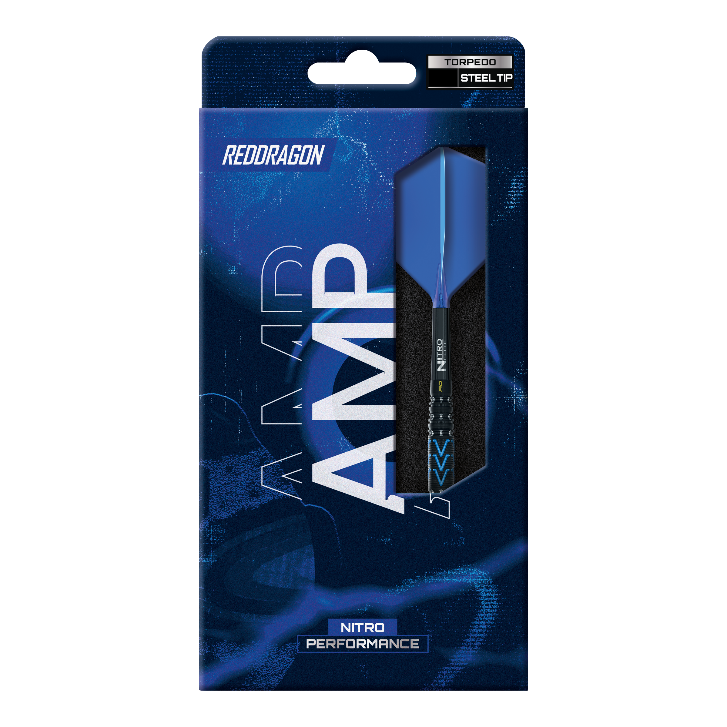 Das Bild zeigt die Red Dragon Amp Torpedo Steeldarts. Es handelt sich um hochwertige Steeldarts zum professionellen Spielen.