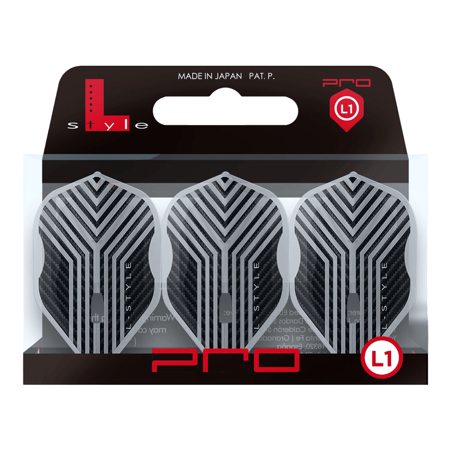 Vols L-Style Arno Merk V1 Blanc Transparent L1PRO Mehrere L-Style Arno Merk V1 Clear White L1PRO Flights liegen nebeneinander. Die Formen und Kanten zeichnen sich ab.