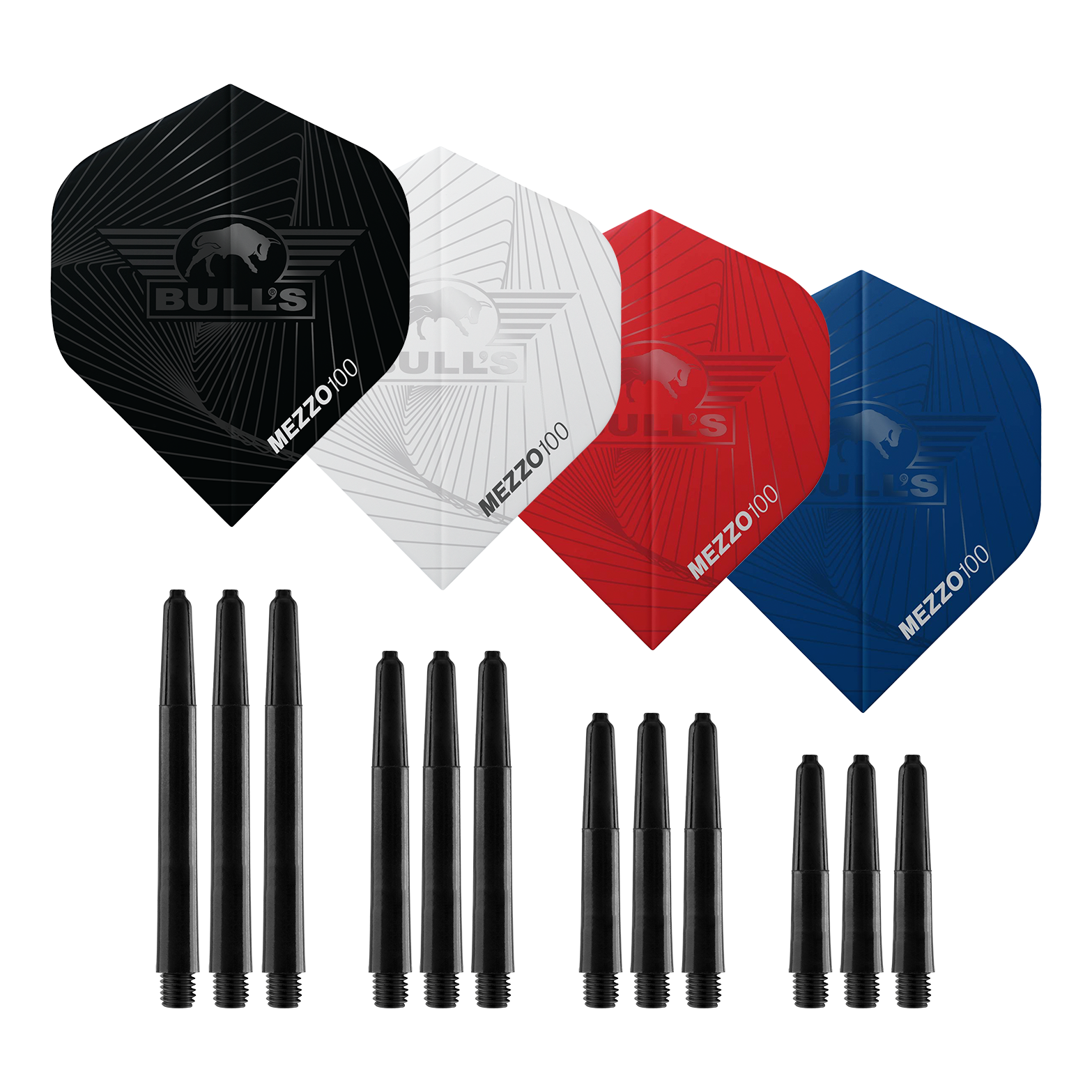 Bulls NL Lot de 4 fléchettes en acier laiton Hier sind die Bulls NL Bundle Of Steel - 4 Sets Brass Steeldarts zu sehen. Das Produkt besteht aus vier Sets Steeldarts aus Messing.
