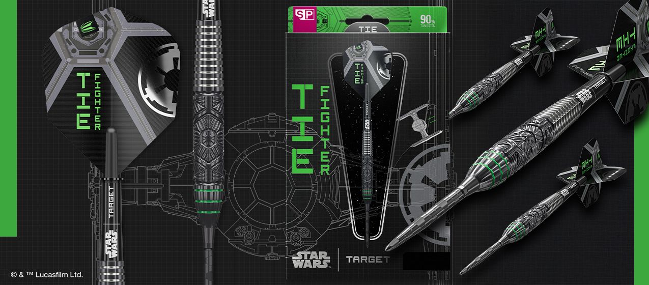 Ein Bild mit dem Dateinamen 2025-10_LP_Target_StarWars_Darts_TieFighter. Das Bild zeigt vermutlich ein Star Wars Tie Fighter Dartprodukt.