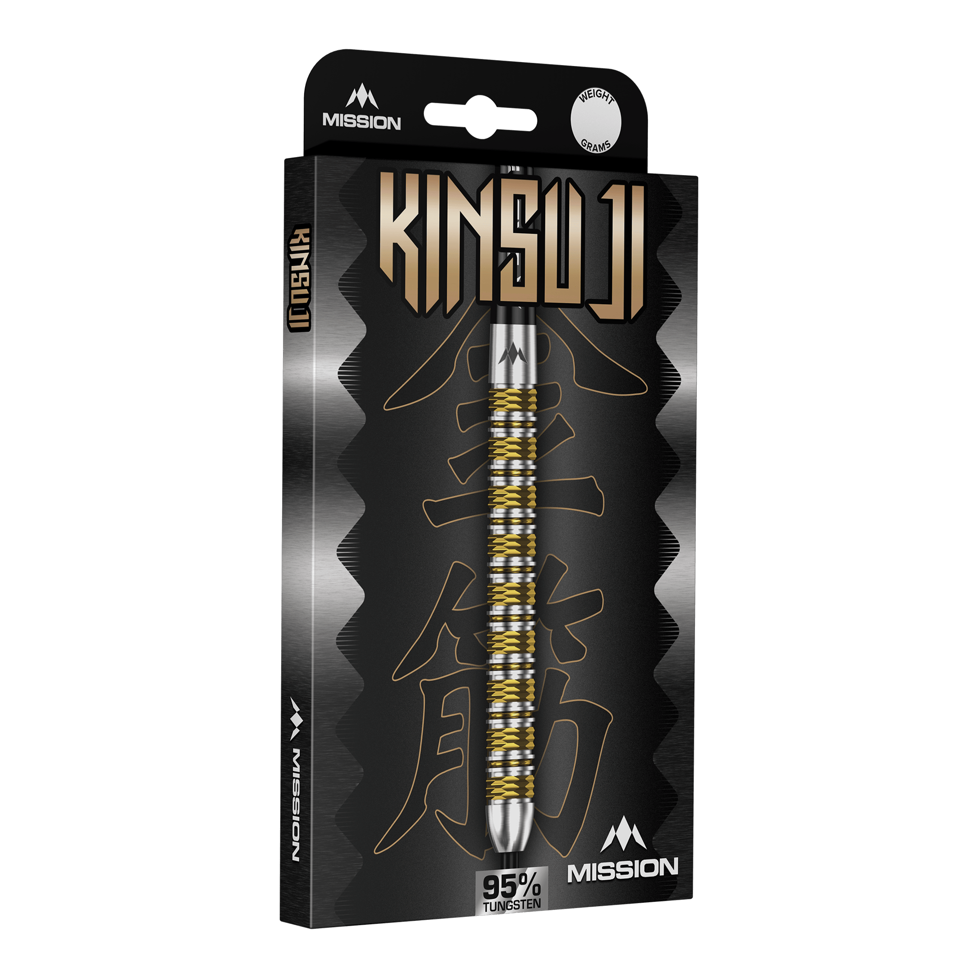 Abgebildet sind die Mission Kinsuji Steeldarts. Der Dartpfeil ist aus nächster Nähe zu sehen.