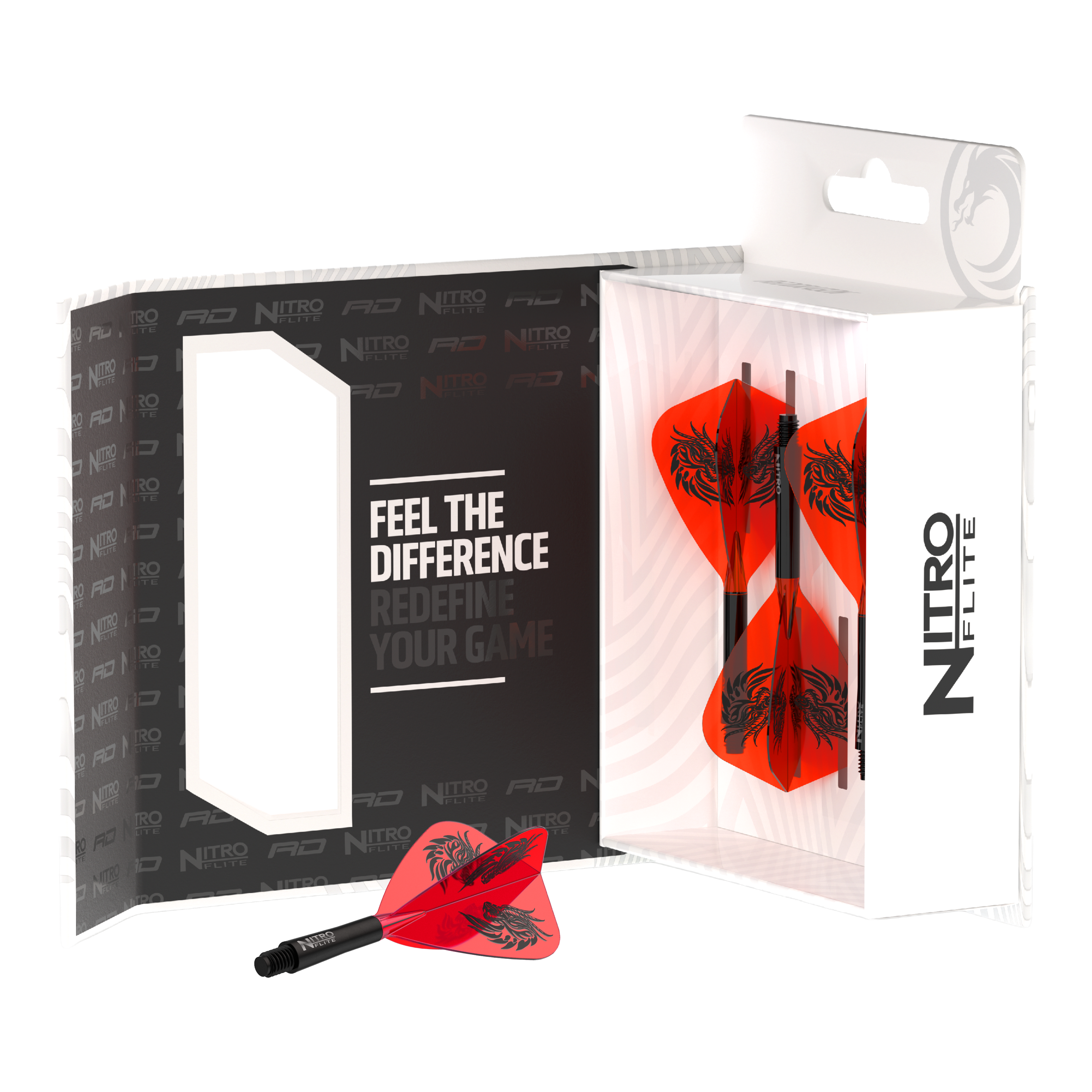 Abgebildet sind Red Dragon Nitro Flite - Jonny Clayton Kite Flights. Diese Dart-Flights sind für Fans und Spieler im Jonny Clayton Stil gestaltet.