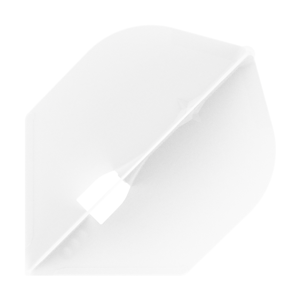 LSF625_L-Style_L5PRO_Rocket_Flights_Weiss_1 Das Bild zeigt einen weißen L-Style L5PRO Rocket Flight für Dartpfeile. Die Flight hat eine leicht gebogene und aerodynamische Form.