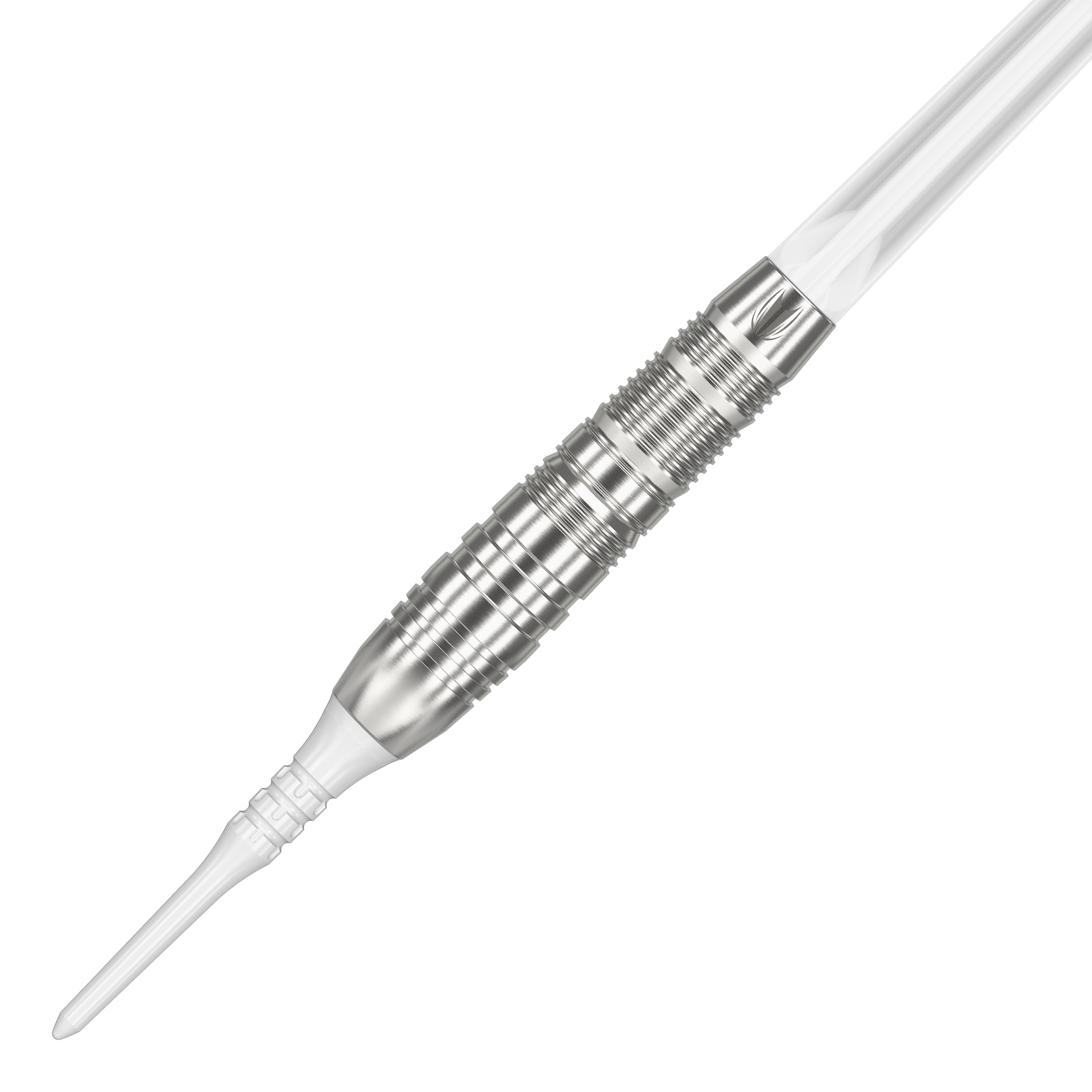 Fléchettes souples Target Japan Crux Trust - 17 g Dies ist ein silberner Softdartpfeil mit einem weißen Kunststoffspitze. Das Produkt heißt "Target Japan Crux Trust Softdarts - 17g".