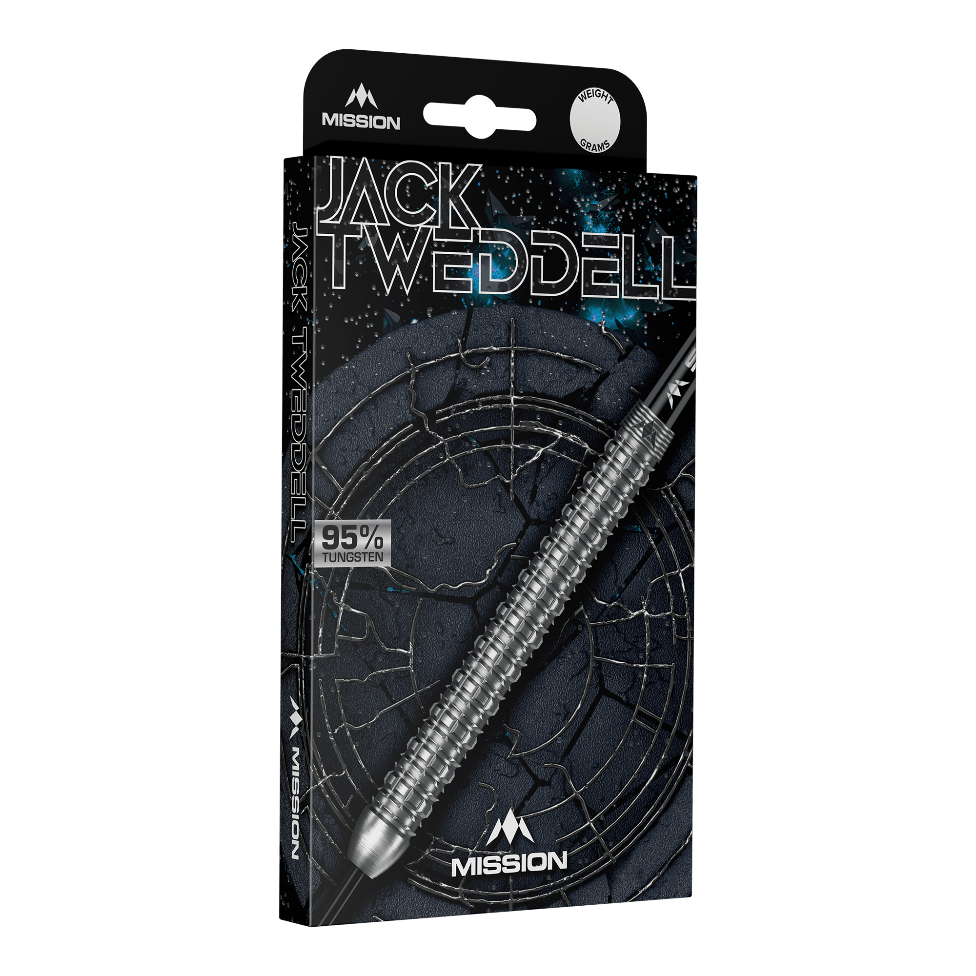 Fléchettes Mission Jack Tweddell en acier argenté Ein Bild mit dem Dateinamen M002000_Mission_Jack_Tweddell_Silver_Steeldarts_3. Es zeigt wahrscheinlich einen silbernen Steeldart.
