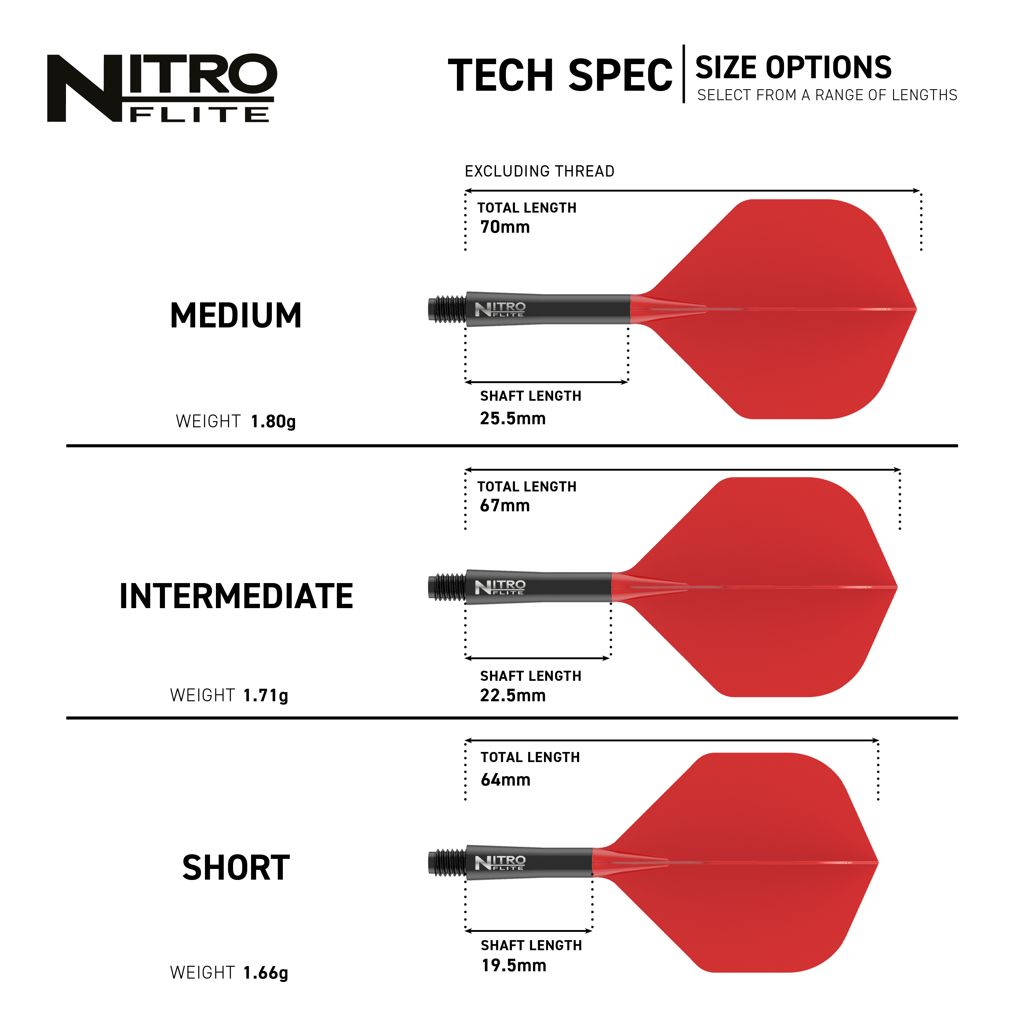 Ailettes Red Dragon Nitroflite - Tige noire, ailettes rouges n°2 Red Dragon Nitroflite - Black Shaft Red No2 Flights werden gezeigt. Es handelt sich um schwarze und rote Dart-Flights.