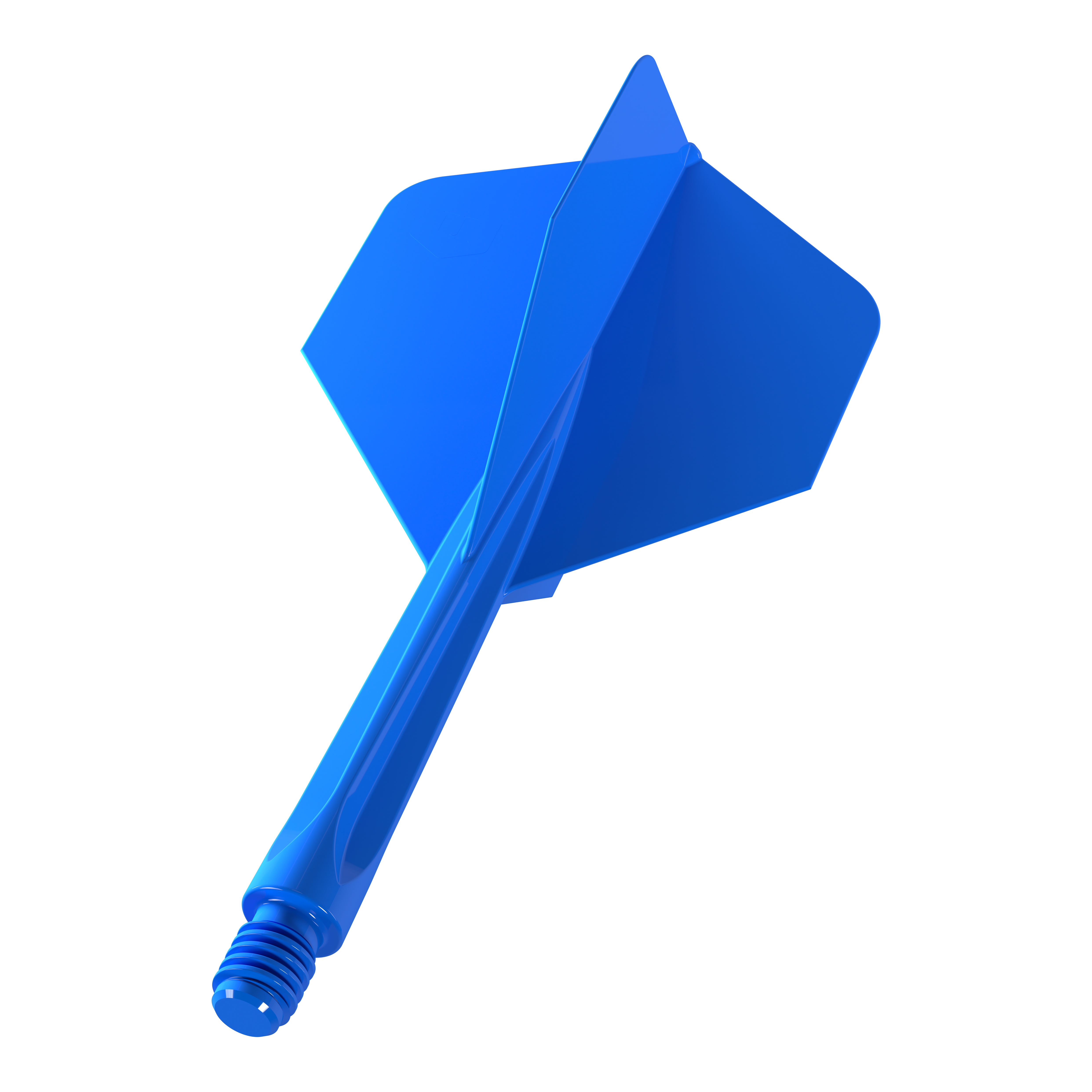 Ailettes standard Unicorn Forge All In One Plus No2 Bleu - Moyennes Auf dem Bild ist ein blauer Dartflügel mit integriertem Schaft zu sehen. Es handelt sich um das Produkt „Unicorn Forge All In One Plus No2 Standard Flights Blau - Medium“.