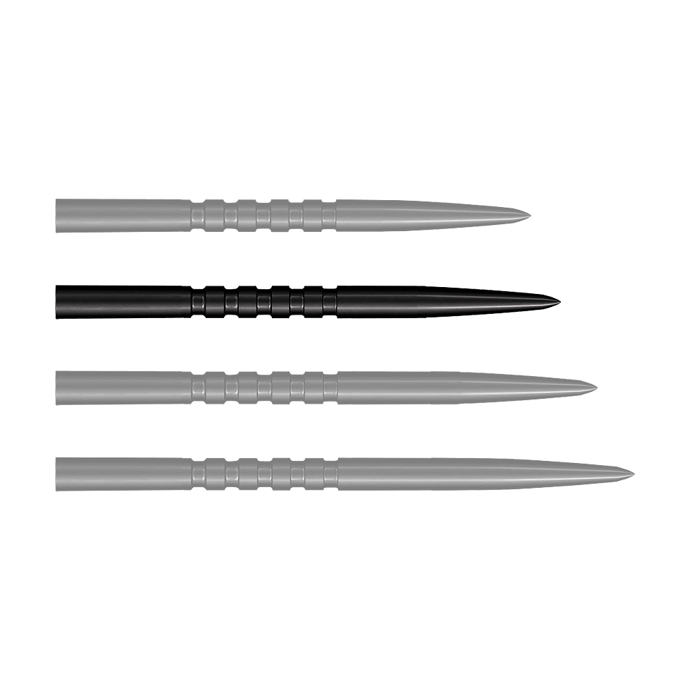 Pointes de fléchettes en acier Shot Grip Point - Noires Zu sehen sind schwarze Steeldartspitzen. Dies ist das Modell Grip Point in 35 mm Länge.