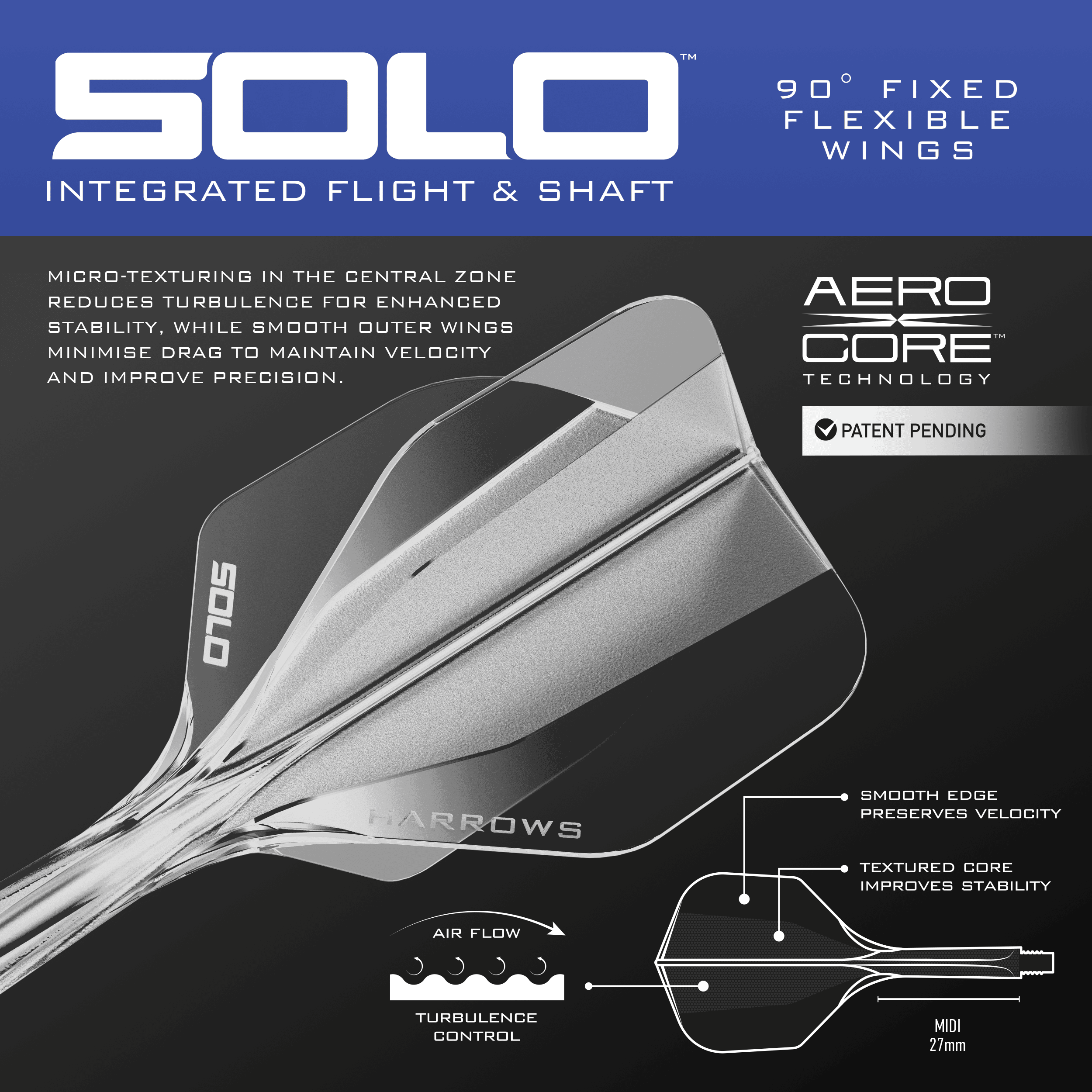 Fléchettes souples parallèles Harrows GEO Das Bild stellt die Harrows GEO Parallel Softdarts dar. Die Darts sind klar zu erkennen und detailliert abgebildet.