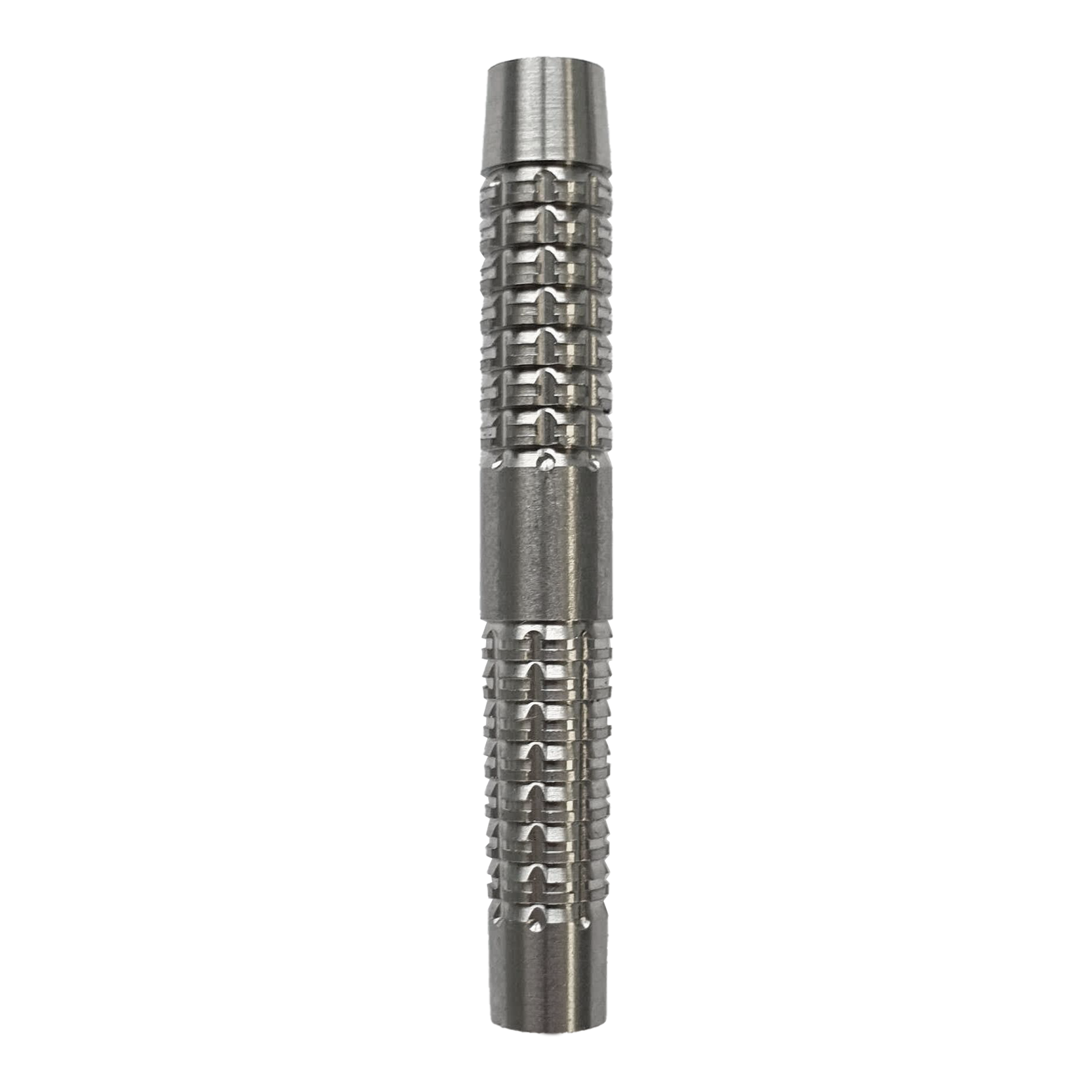 Corps de fléchettes souples McDart SilverGrip - 20 g Das Bild zeigt ein silbernes Dartbarrel mit einem strukturierten Griffmuster. Es handelt sich um das Produkt "McDart SilverGrip Softdart Barrels - 20g".