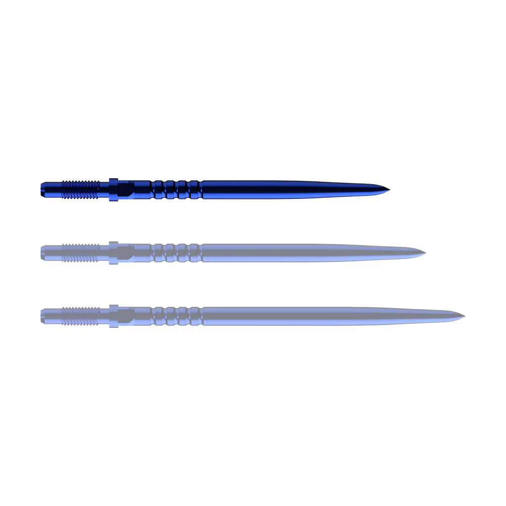 Pointes de fléchettes convertibles Bulls NL - Grip annelé - Bleues Das Bild zeigt einen RingedGrip Convertible Point in Blau mit 32mm Länge. Es ist ein Ersatz für Dartpfeile.