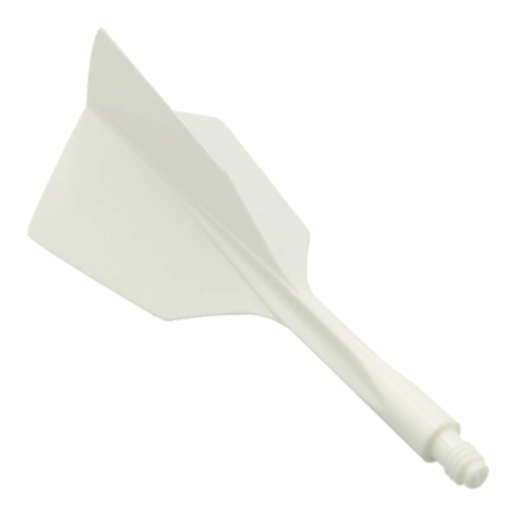 Système de vol Condor Ax 120 Blanc - Étroit Das Bild zeigt das Produkt "Condor Axe 120 Flight-System White - Narrow". Es handelt sich um ein weißes, schmales Dart-Flight-System aus einem Stück.